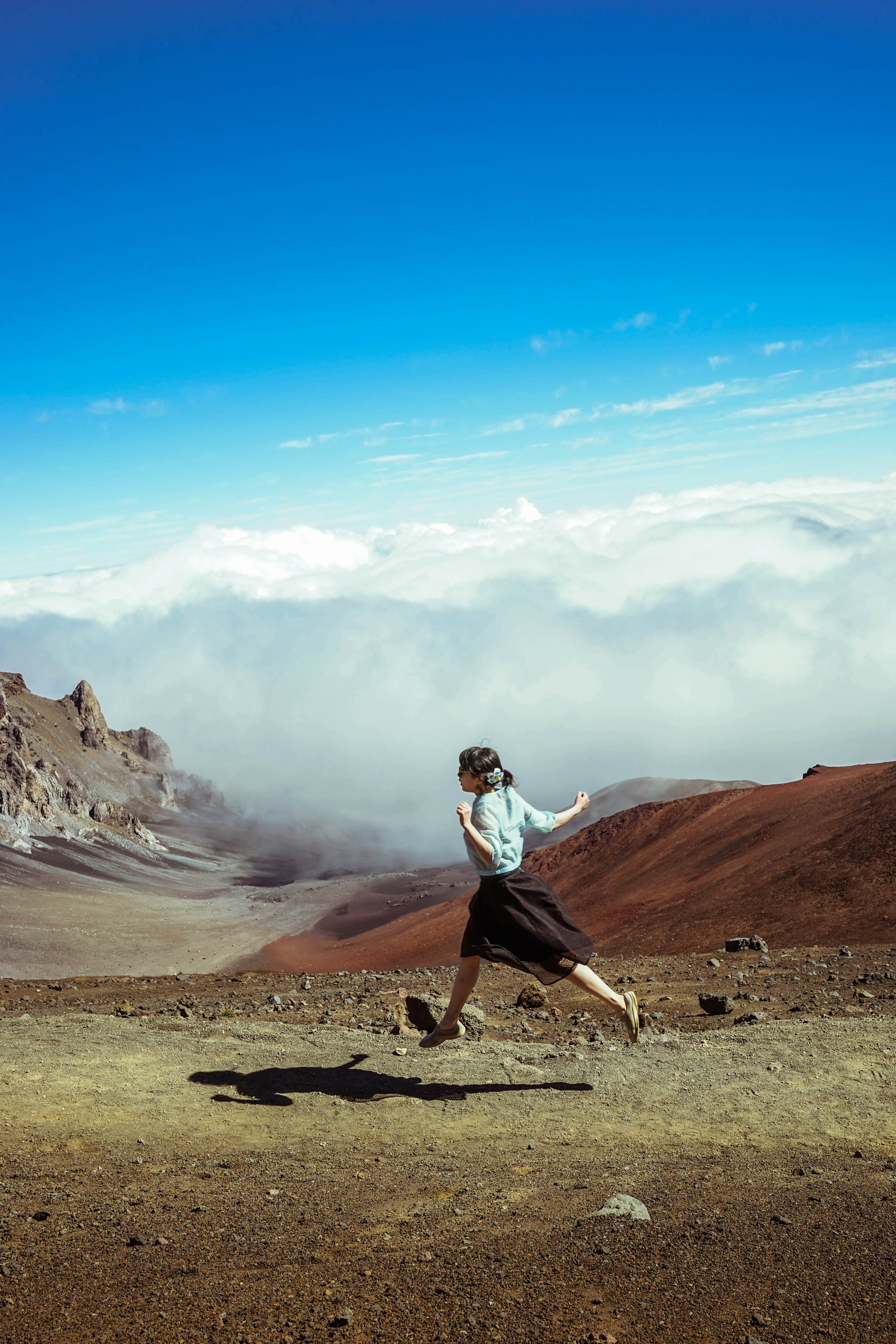 volcano, cloud, sands, mountain, full length, one person, sky