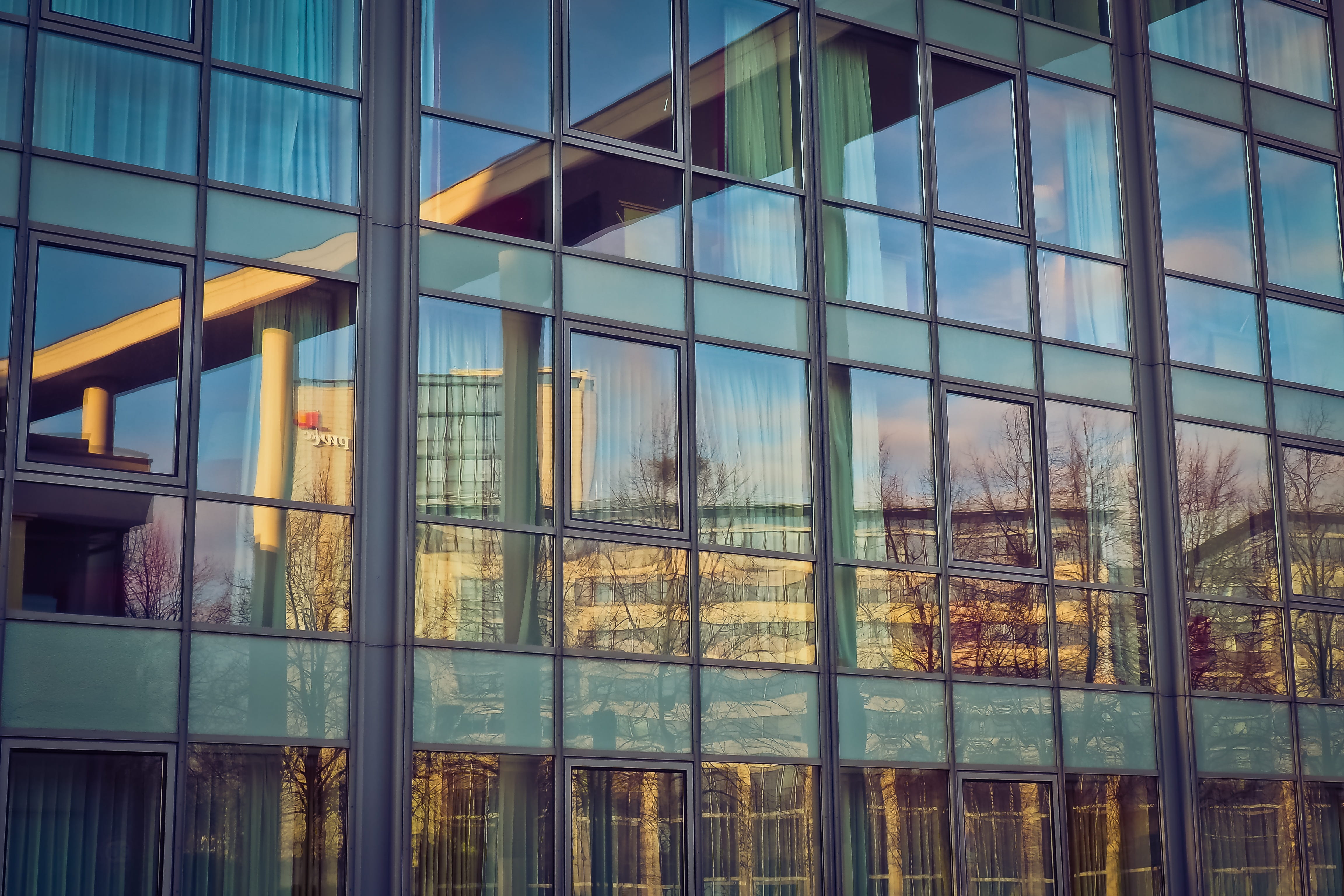 glass, window, architecture, reflection, office, facade, building