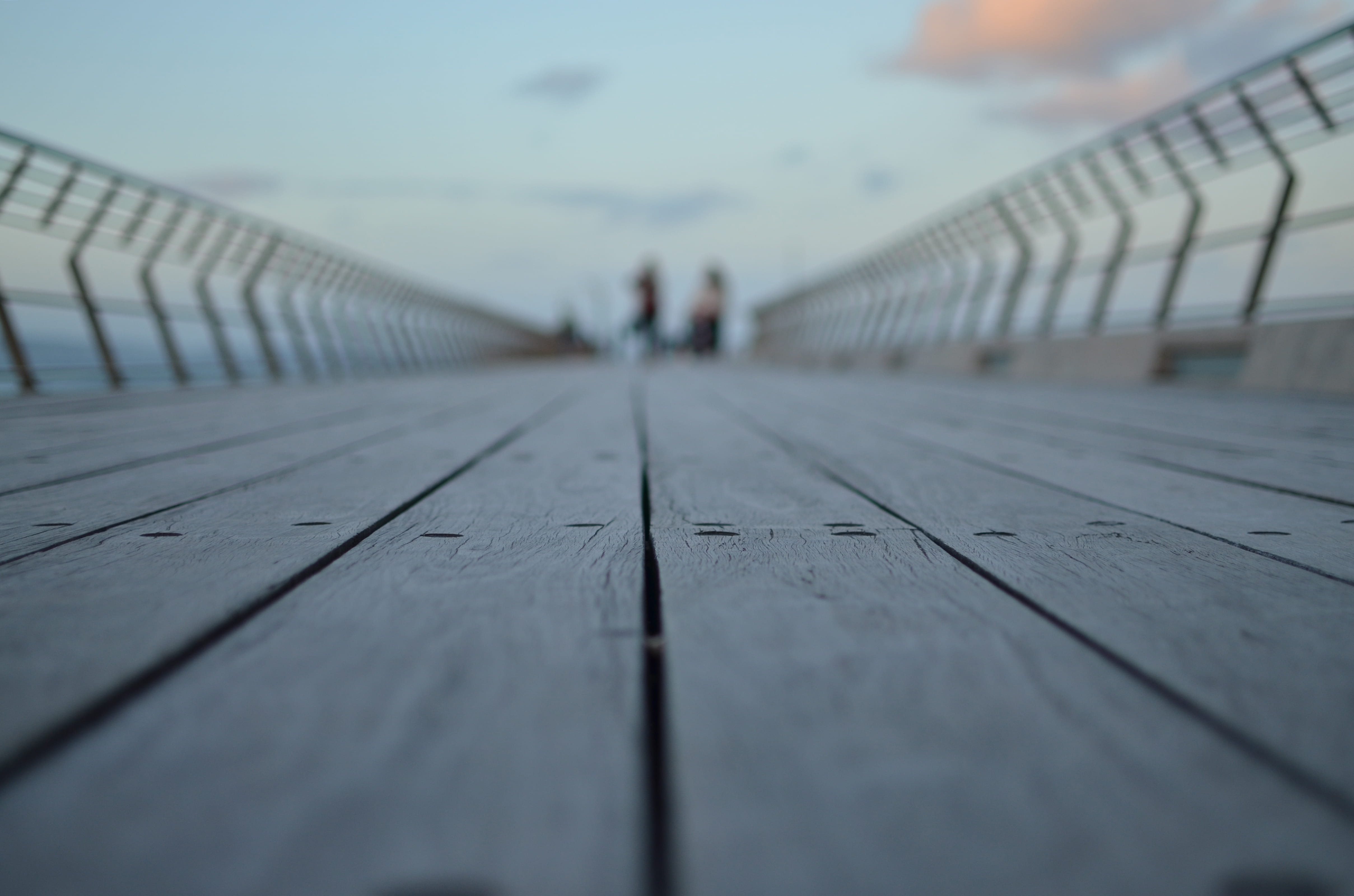 bridge, focus, lines, sky, architecture, direction, surface level