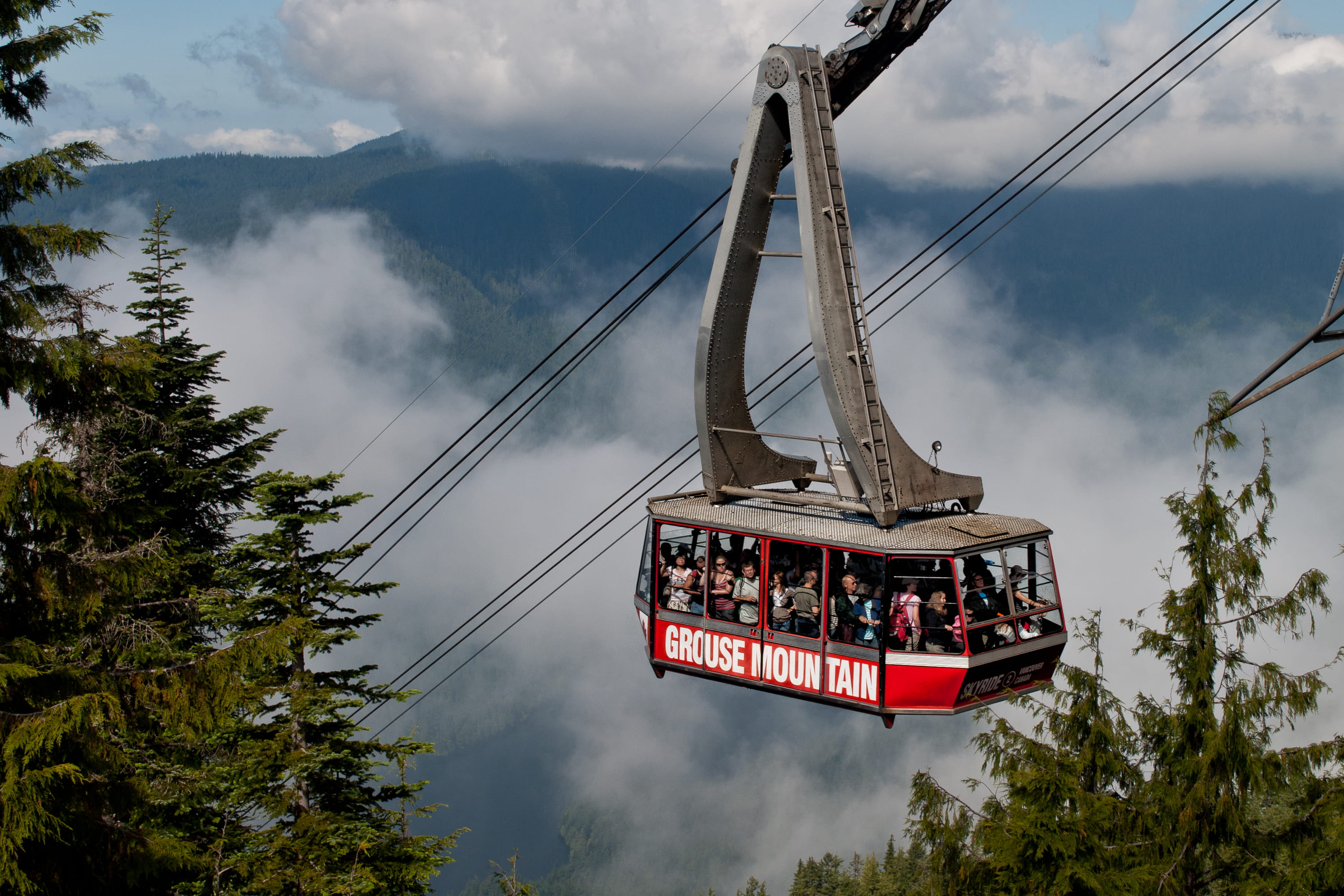 Group of People Going Up to Mountain, cable car, daylight, high