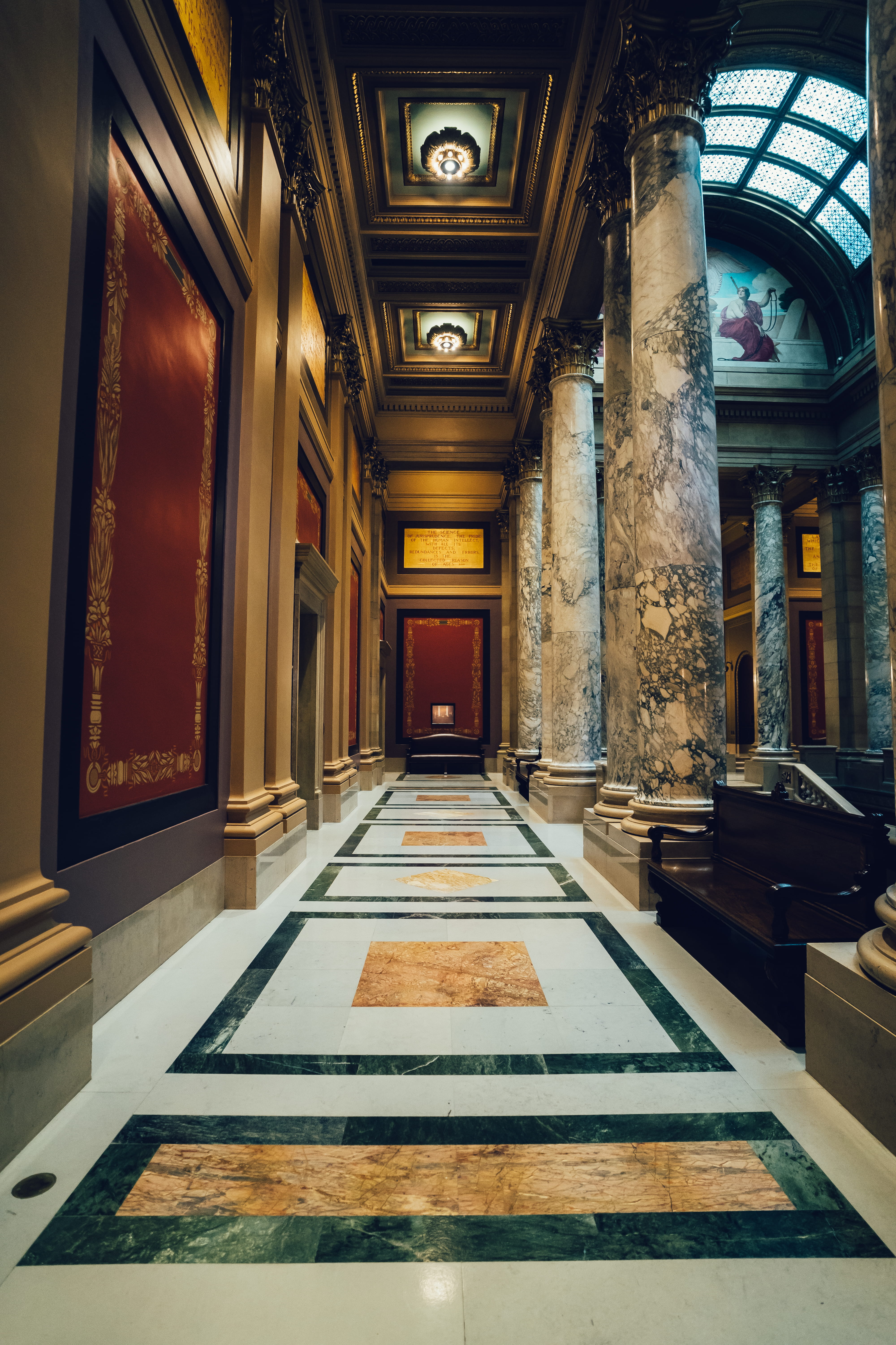Empty Lobby, architecture, building, ceiling, columns, design