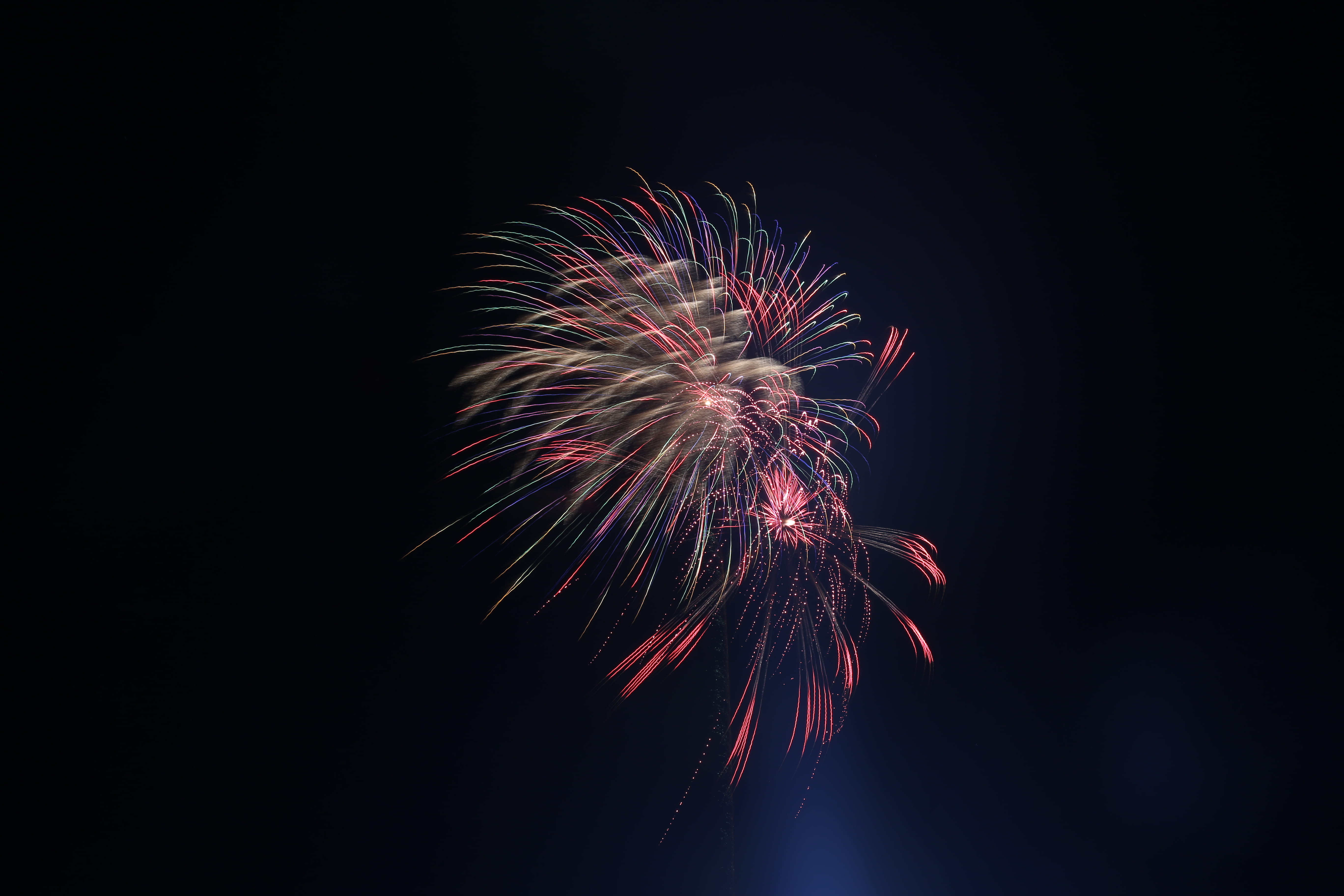 fireworks under night sky, celebration, explosion, explosive