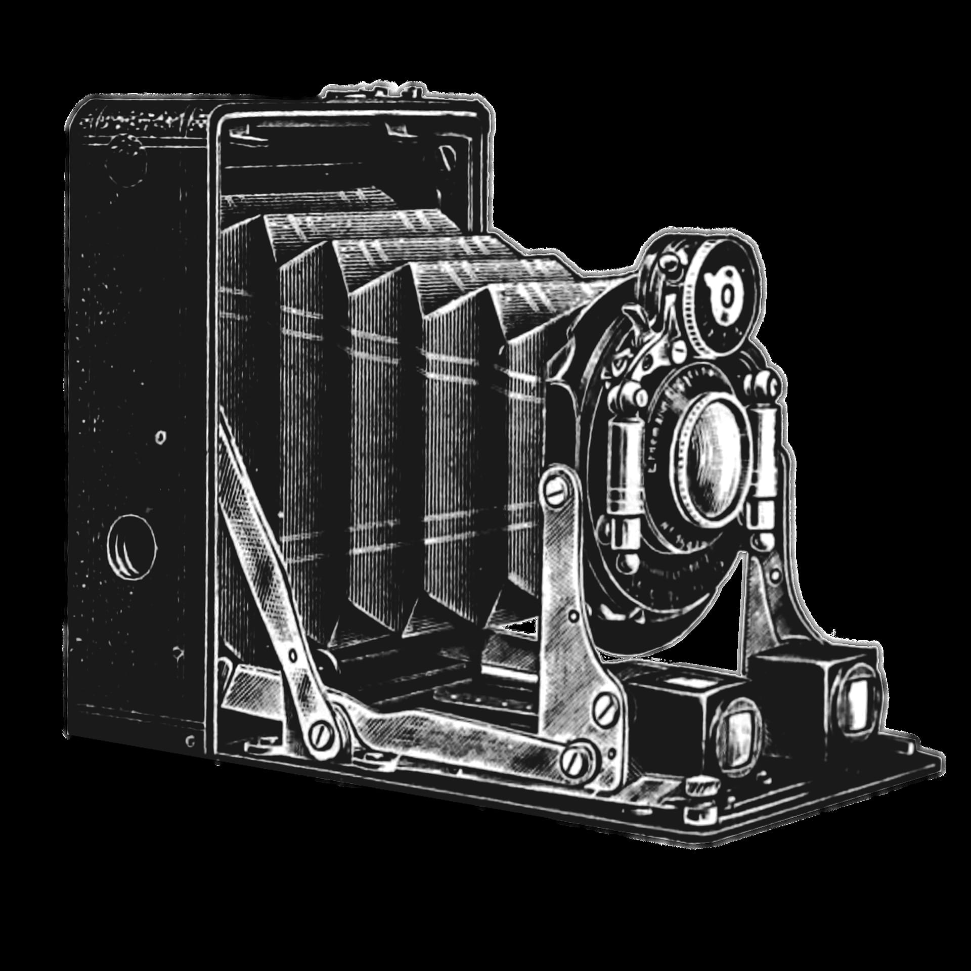 camera, old, vintage, object, graphics, black background, studio shot