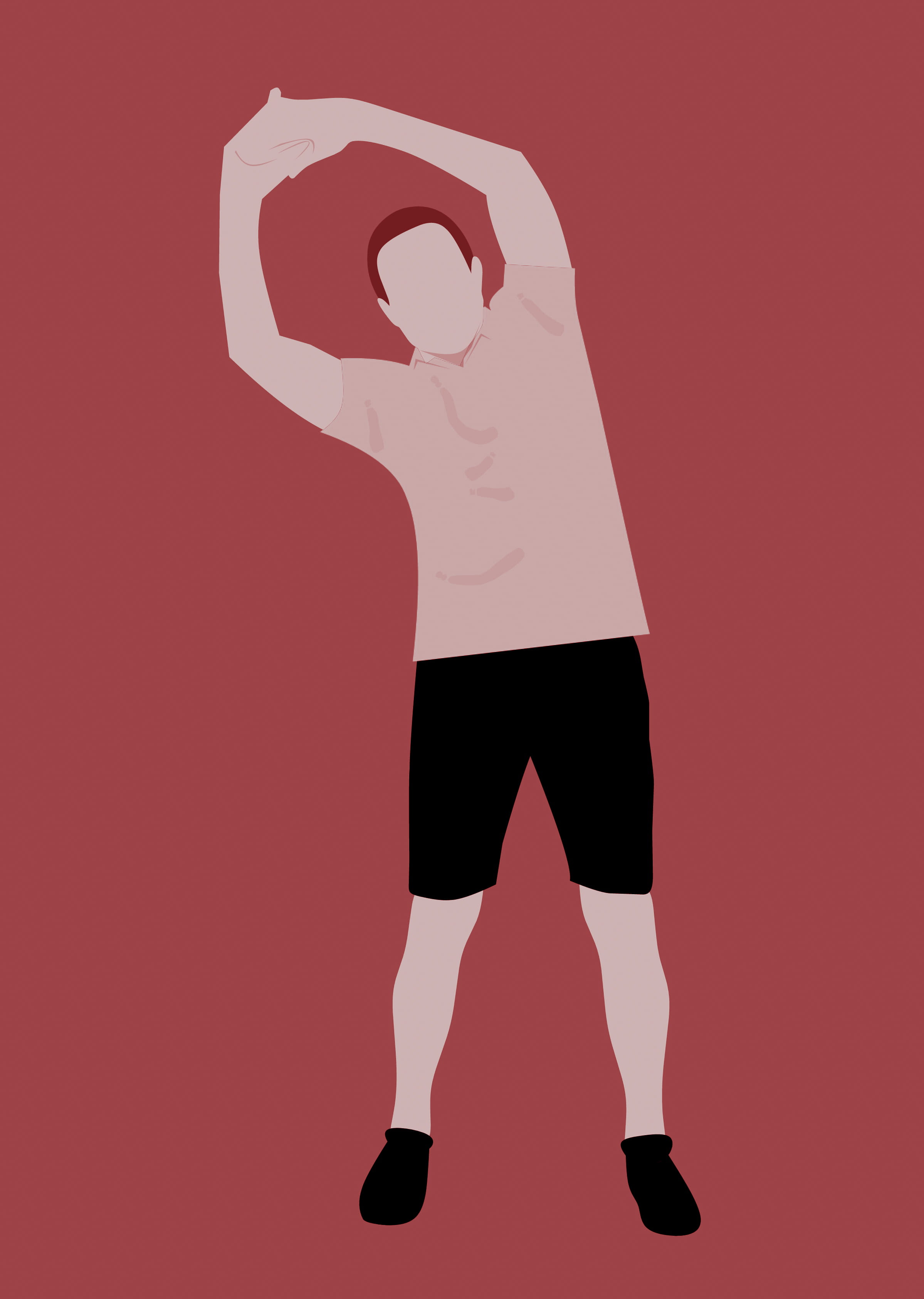 Man stretching in workout gear - illustration., exercise, fitness