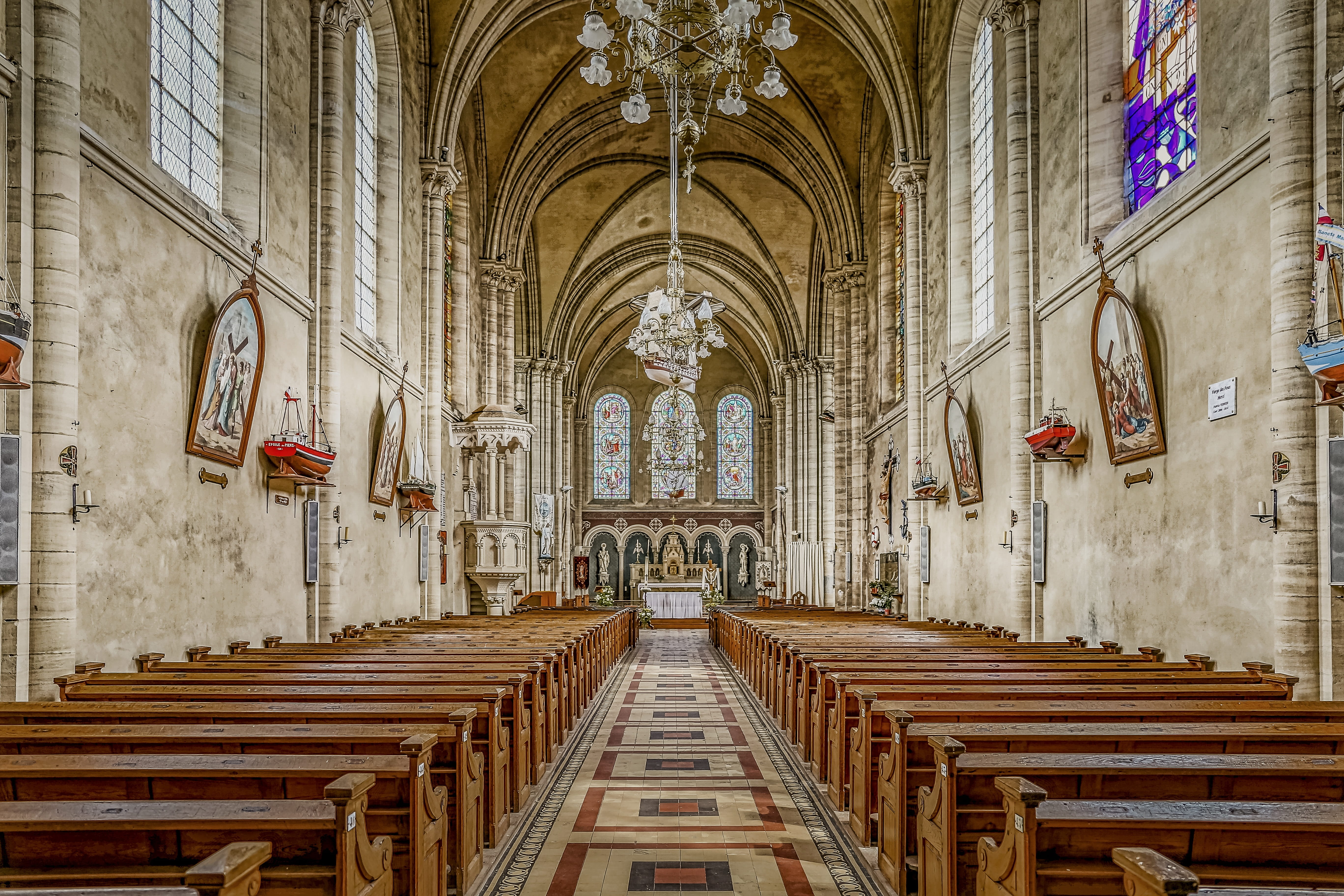 church, empty, architecture, building, chapel, catholic, interior