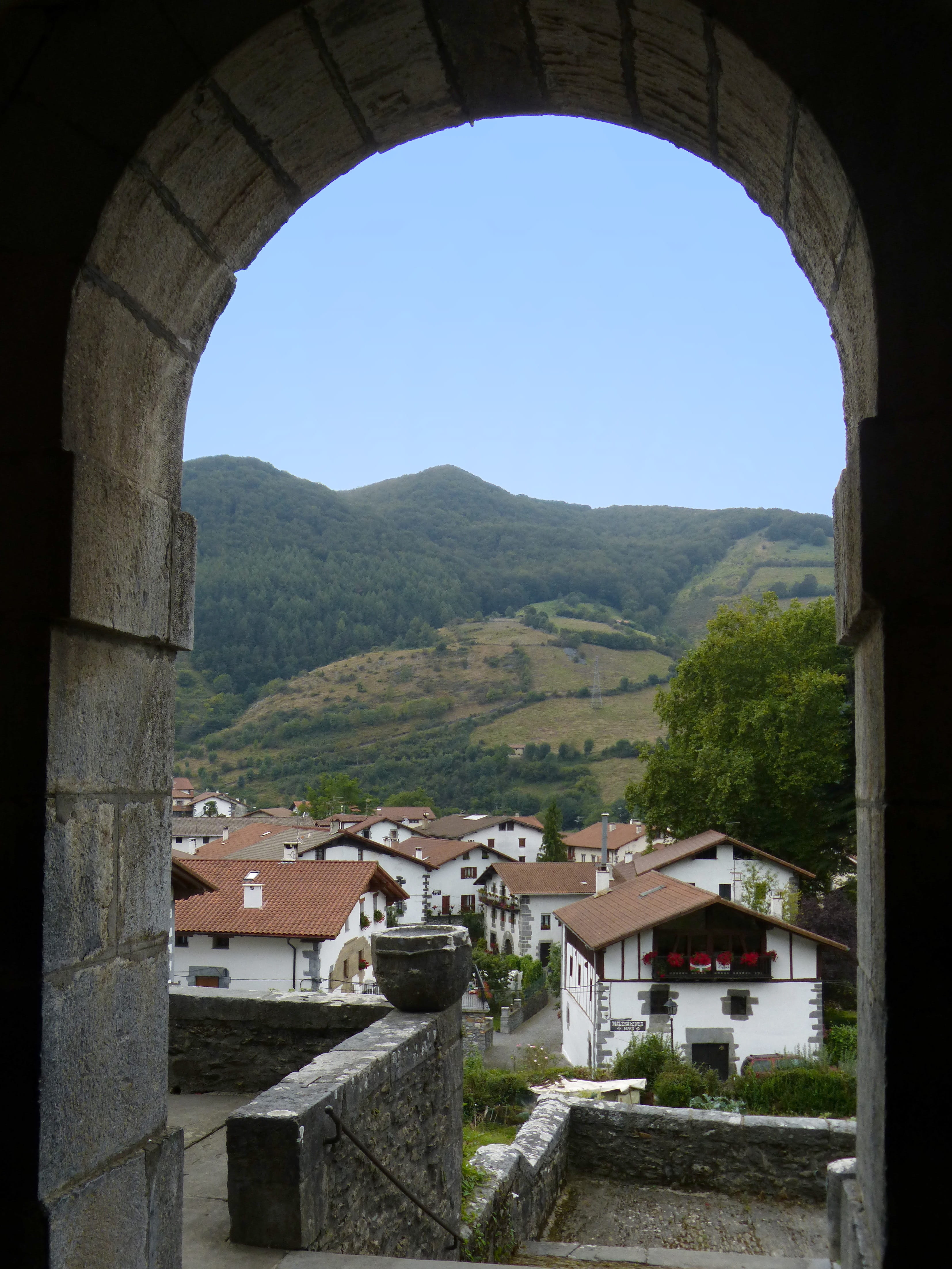 window, arc, landscape, view, leitza, navarre, architecture