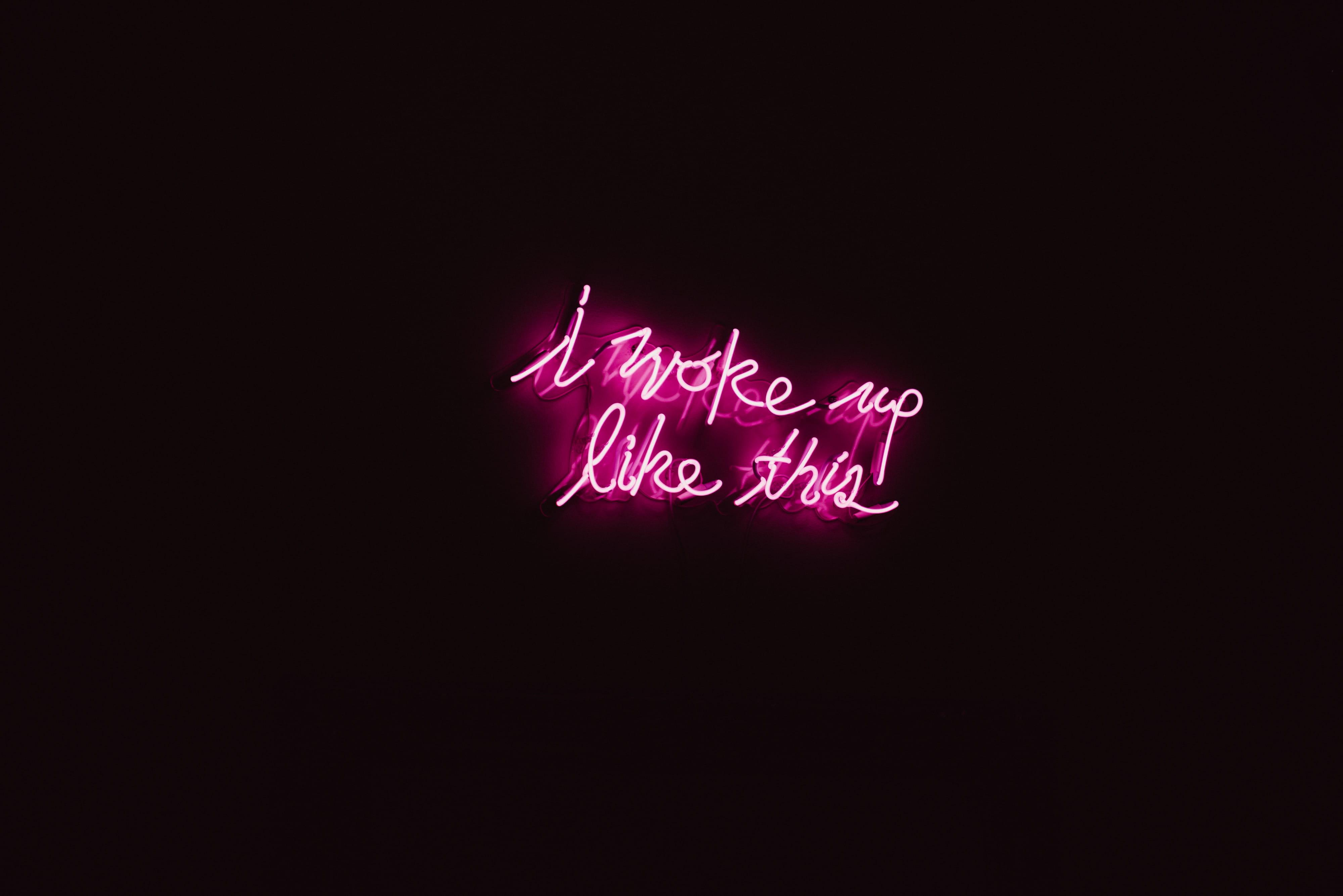 i woke up like this neon sign, light, neon lights, flare, heart