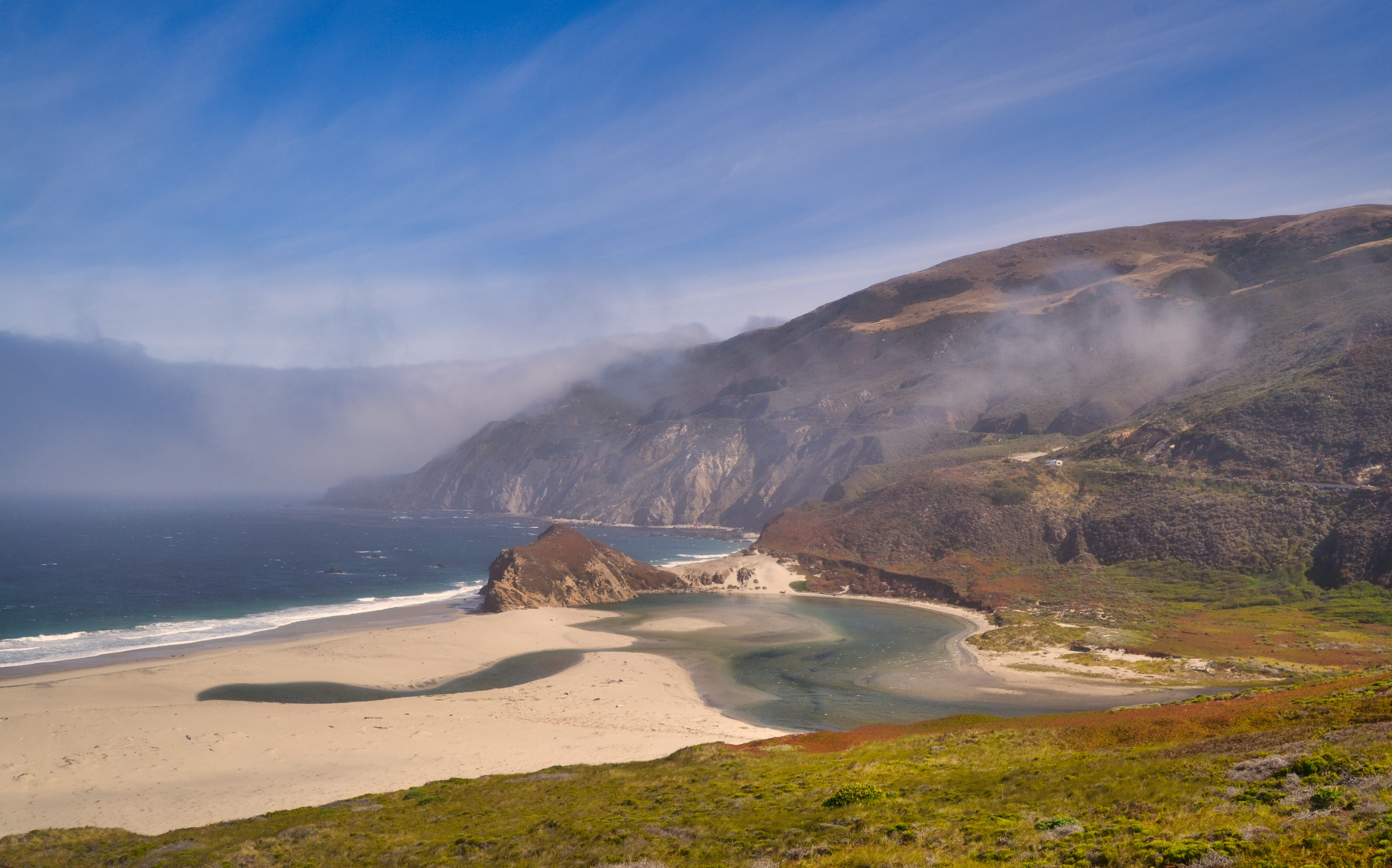 coast, fog, sea, west coast, california, nature, landscape