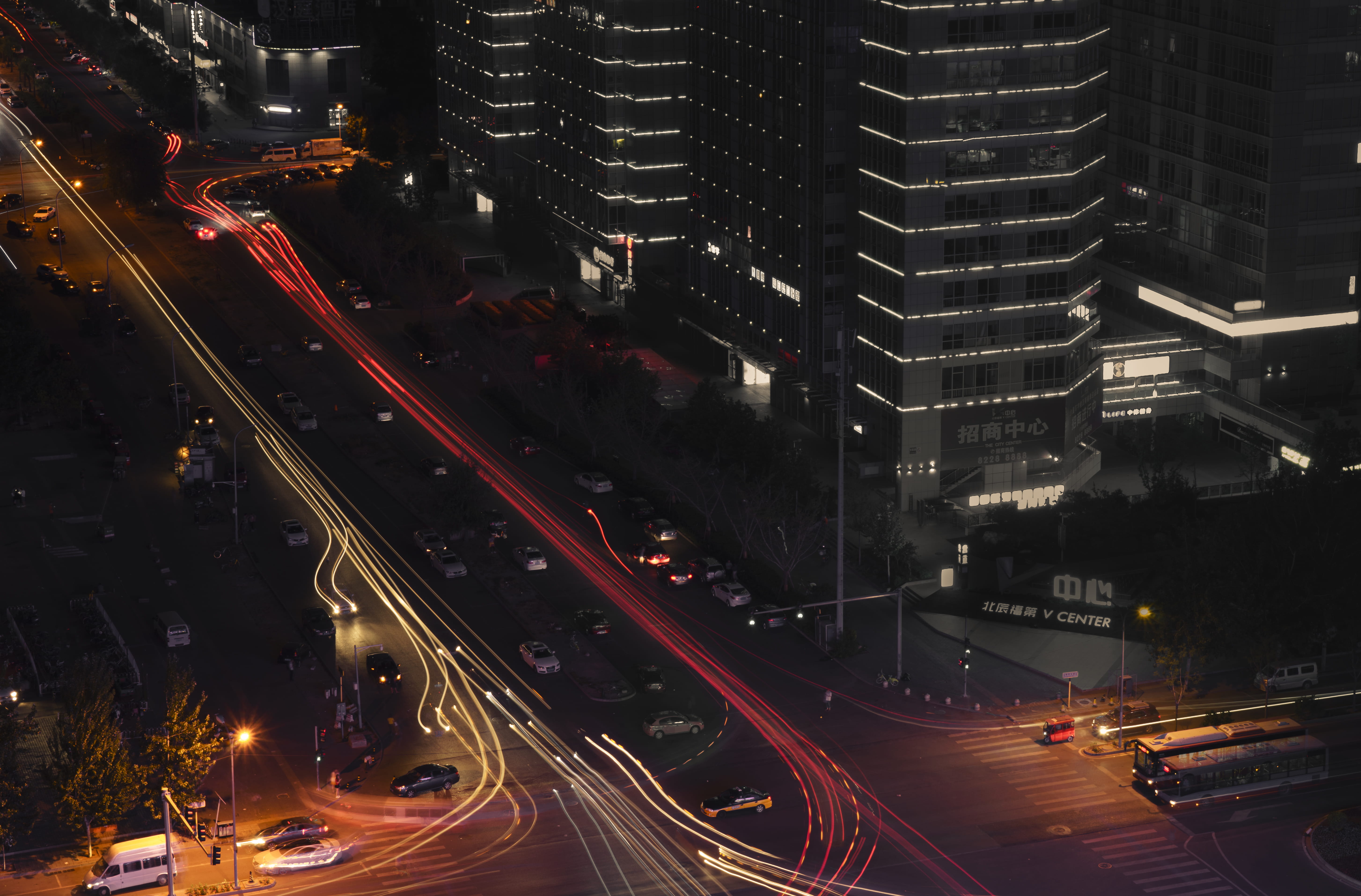 china, chaoyang road, long exposure, light, beijing, night