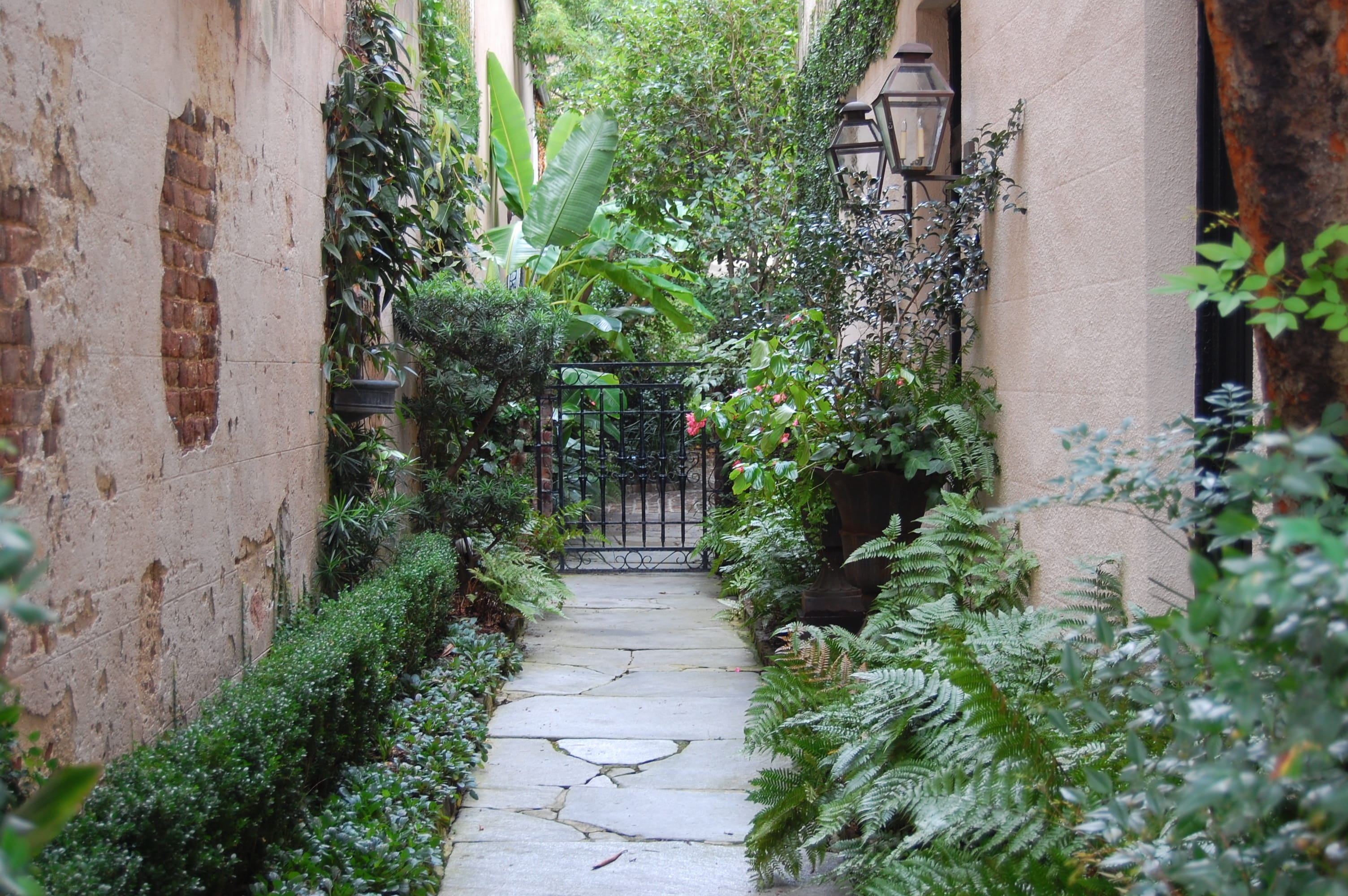 path, gate, building, iron, fence, pathway, landscape, architecture