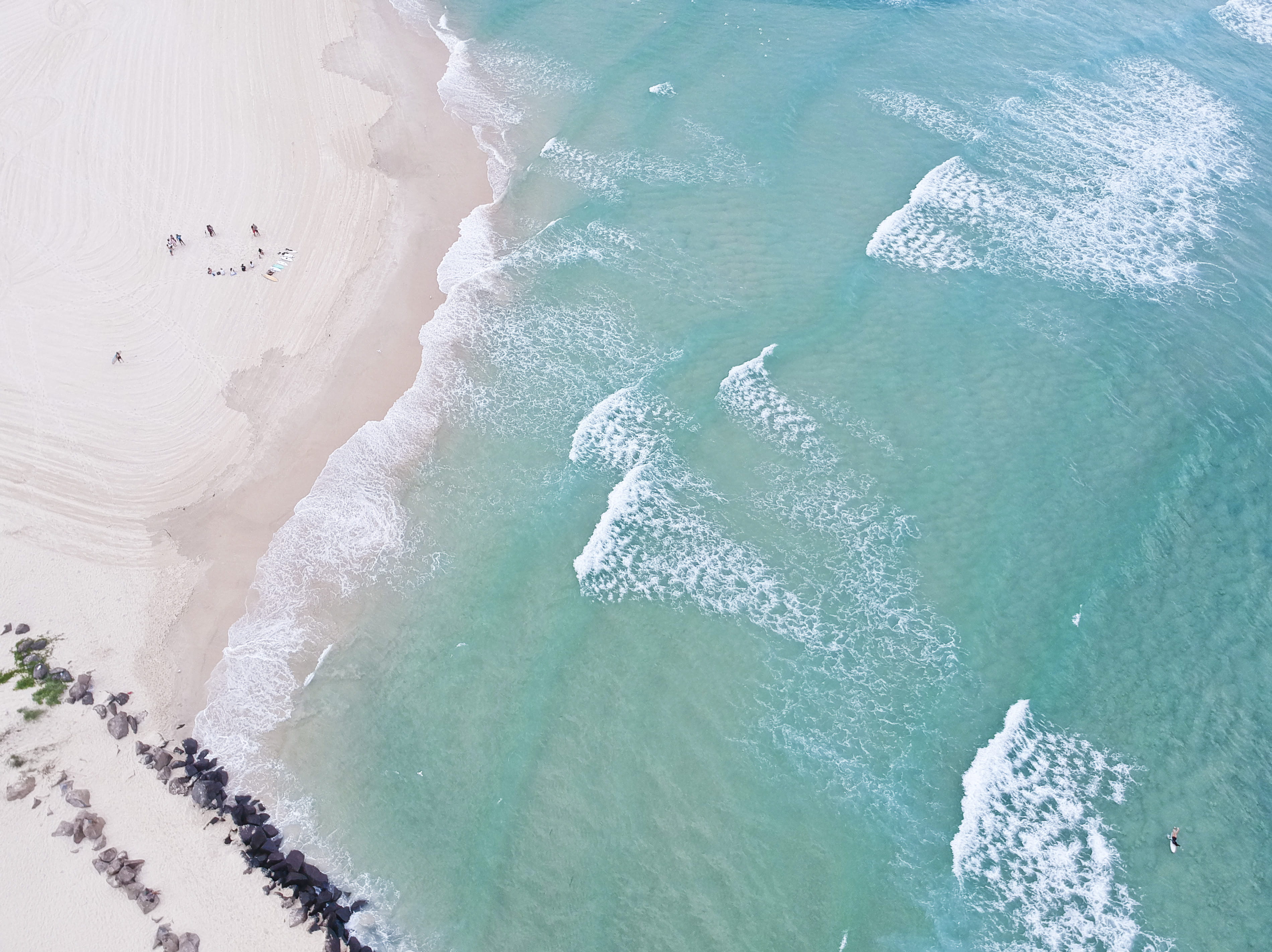 High-angle Photography of Calm Sea, beach, bird's eye view, drone photography