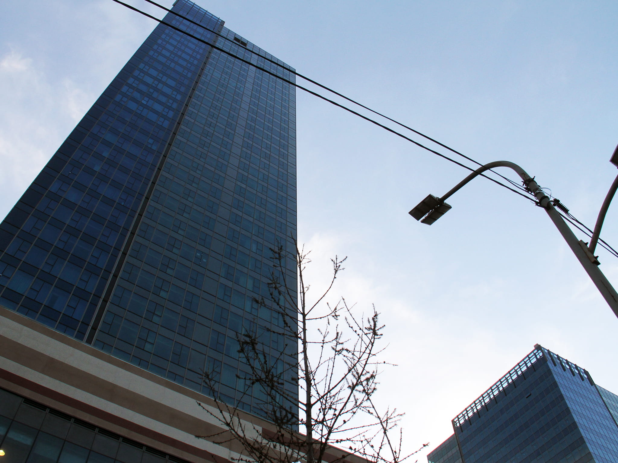 sky, tree, light, building, mall, imax, built structure, architecture