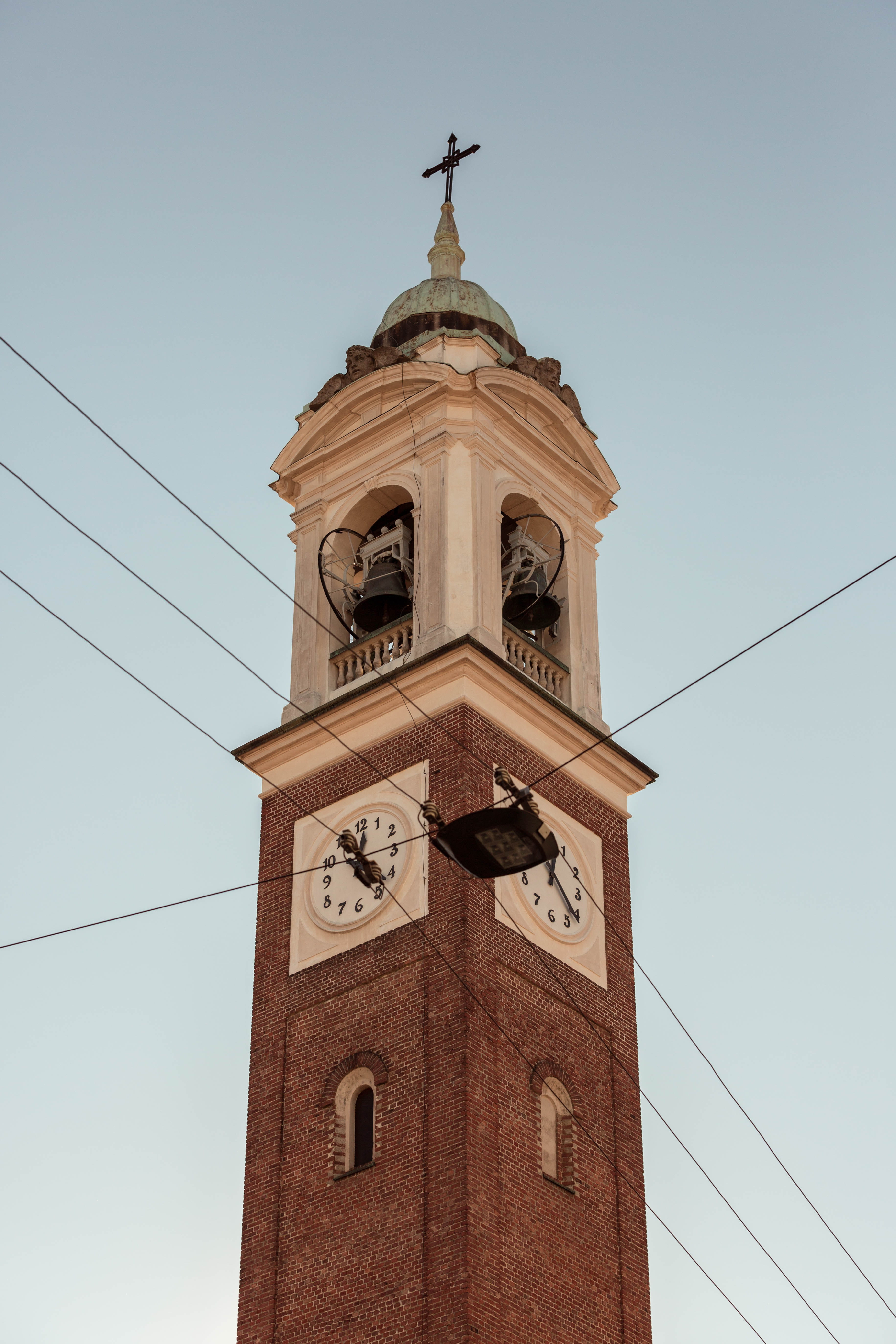 chruch, tower, clocktower, time, watch, bells, cross, intersection