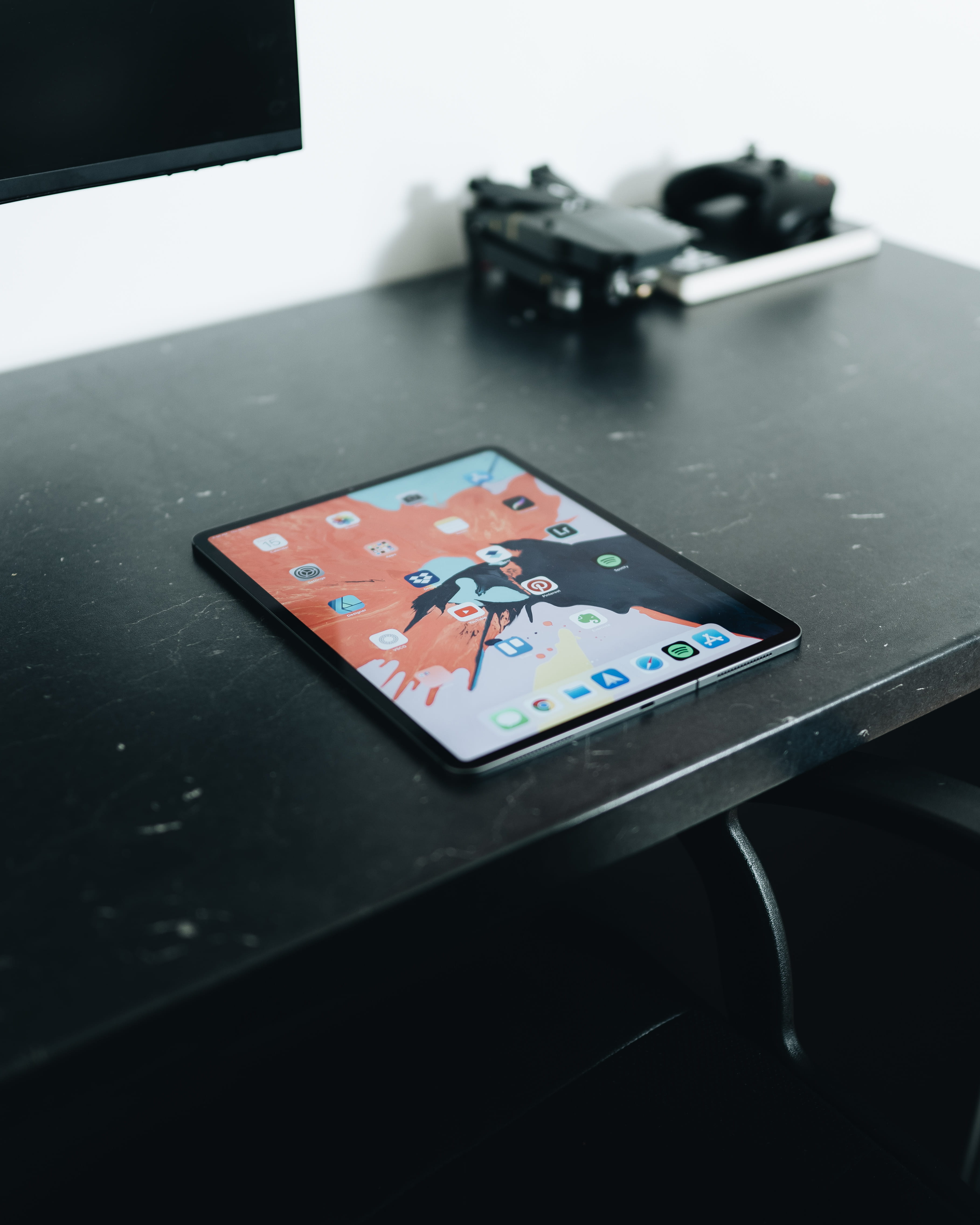 black tablet computer on table, communication, technology, indoors