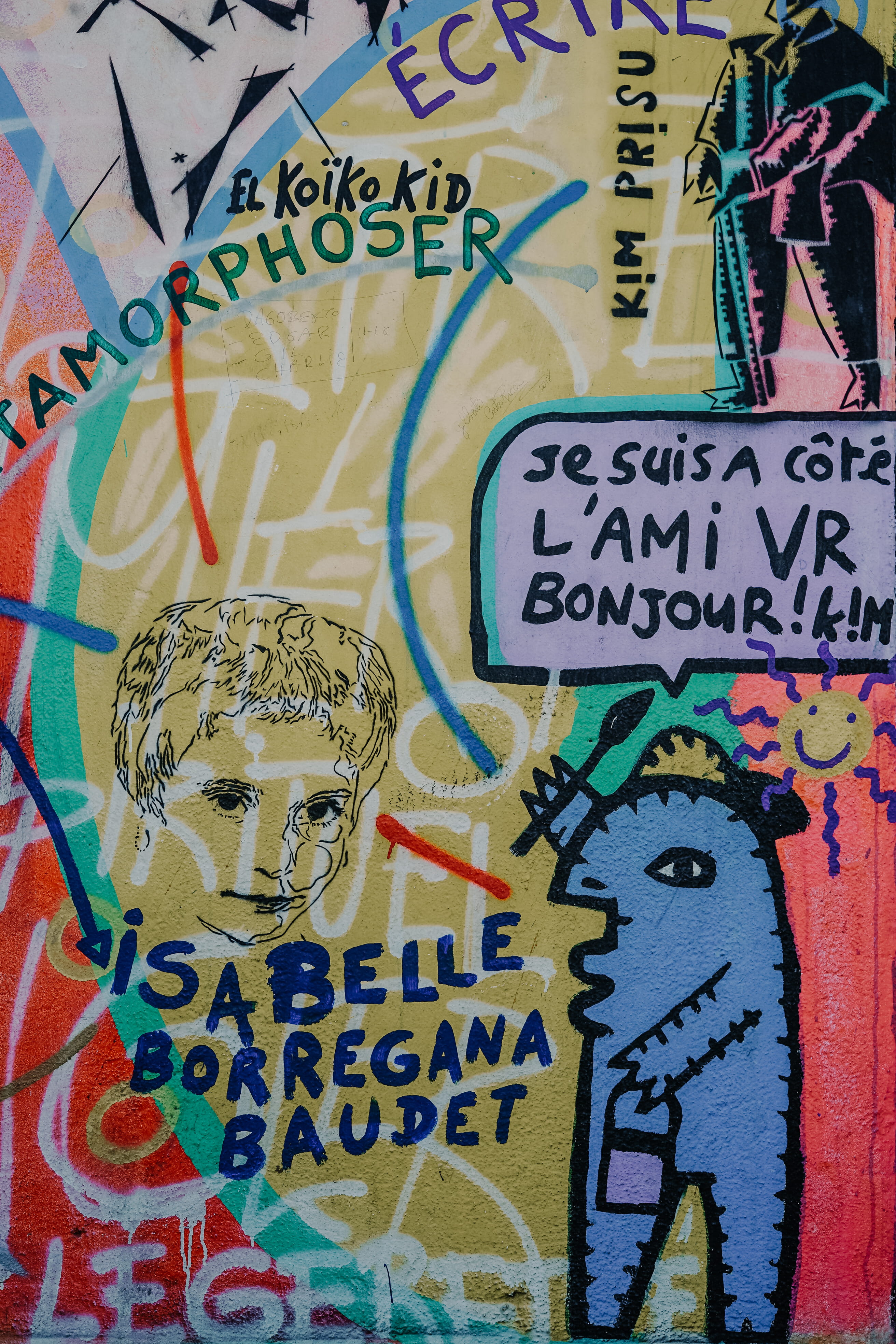 multicolored textile, communication, western script, graffiti