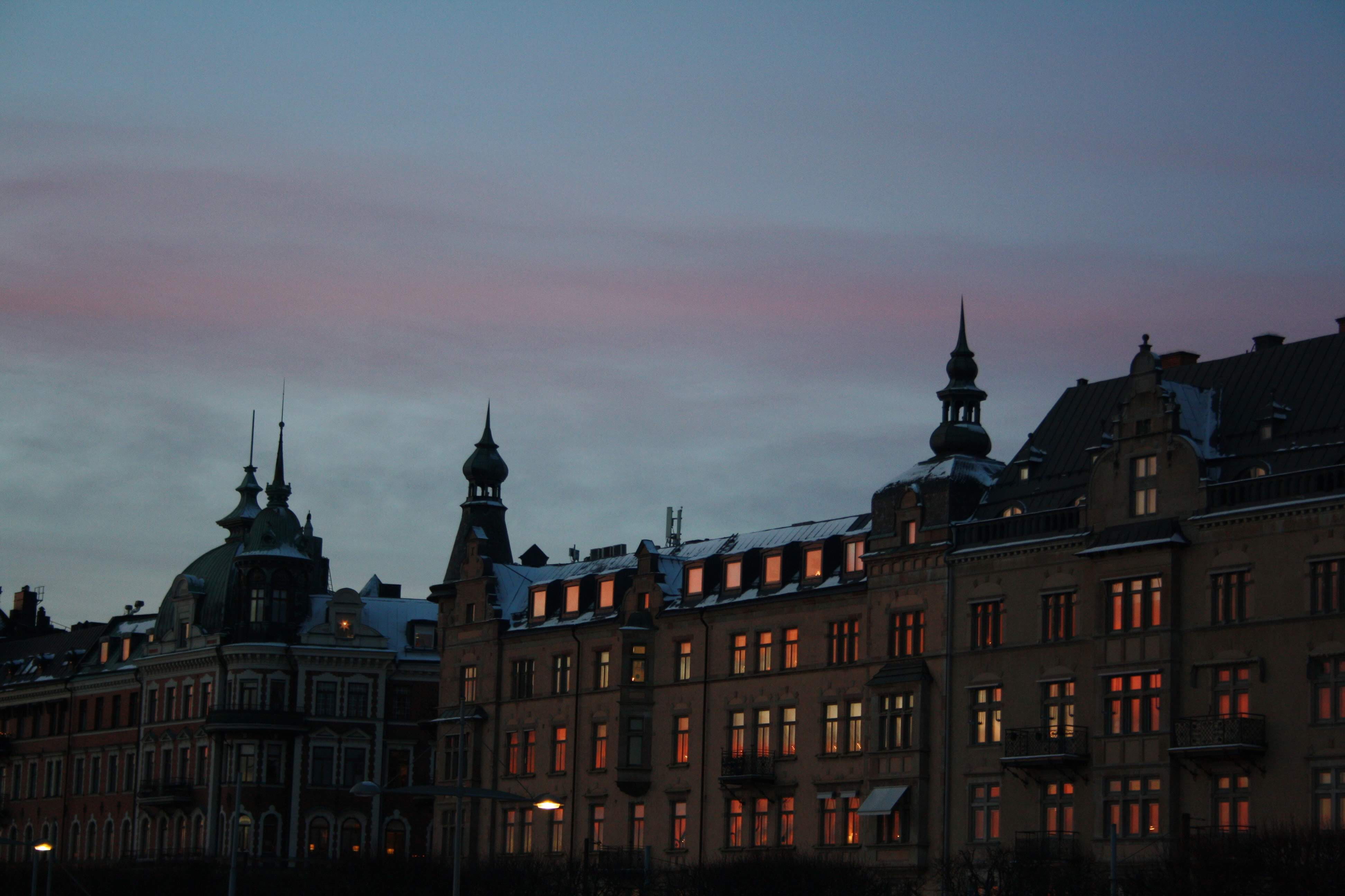 windows, lights, sunrise, cloud, colour, city, built structure