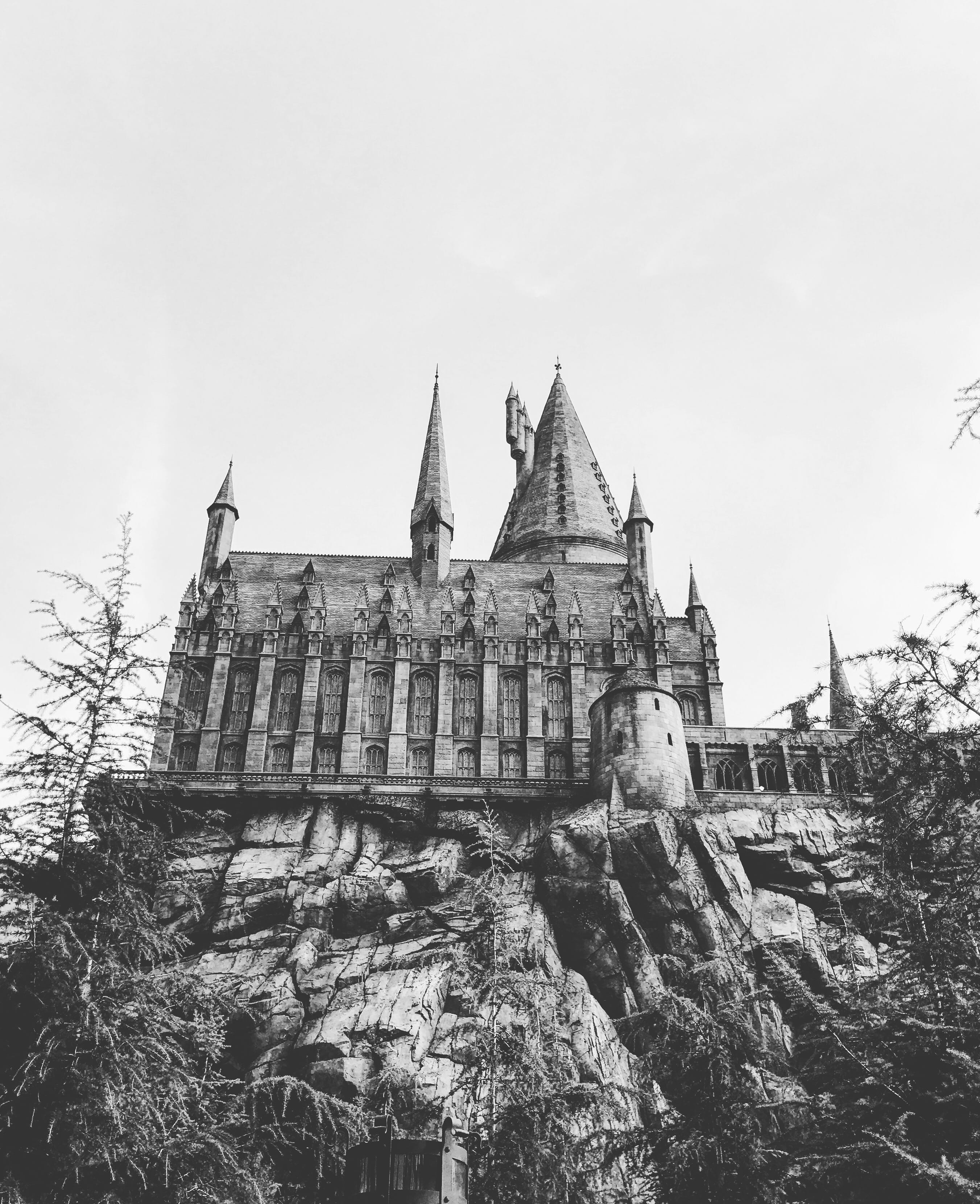 castle on mountain, built structure, architecture, sky, building exterior