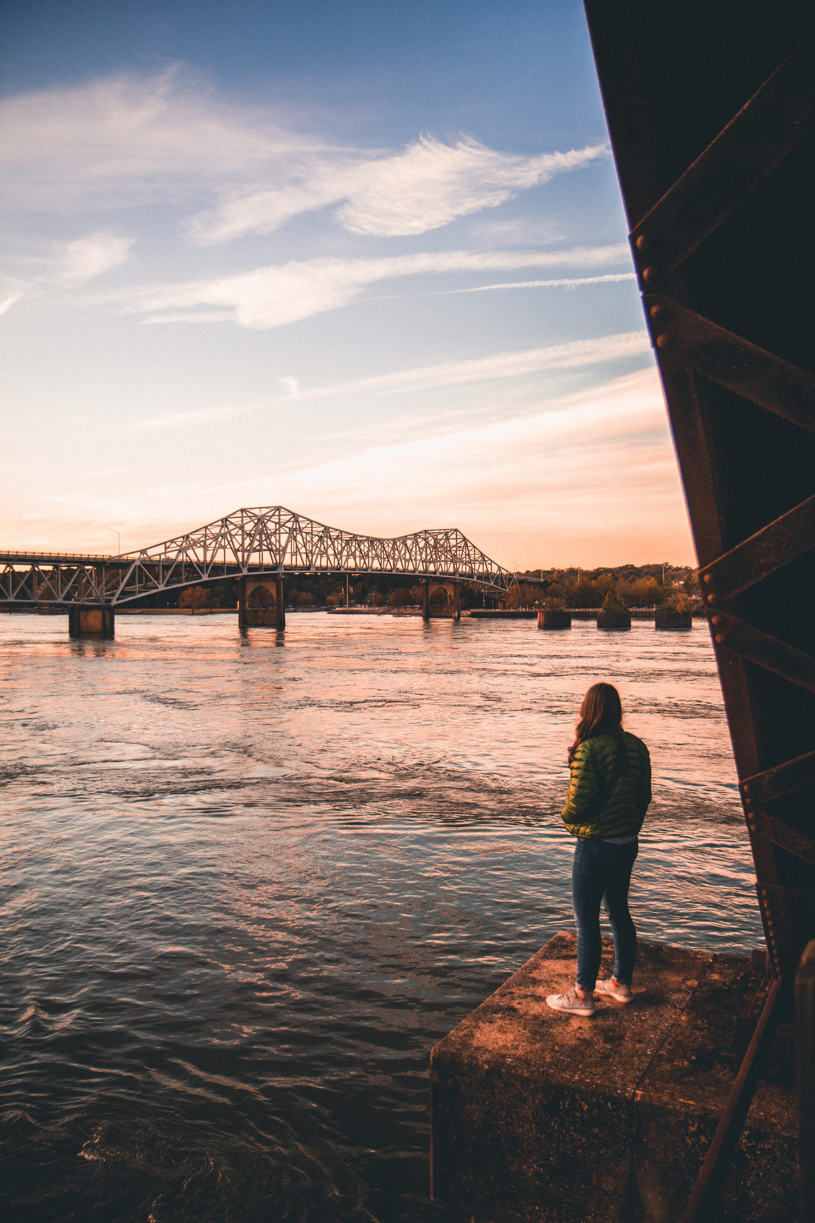 Bridge, water, sky, built structure, real people, architecture
