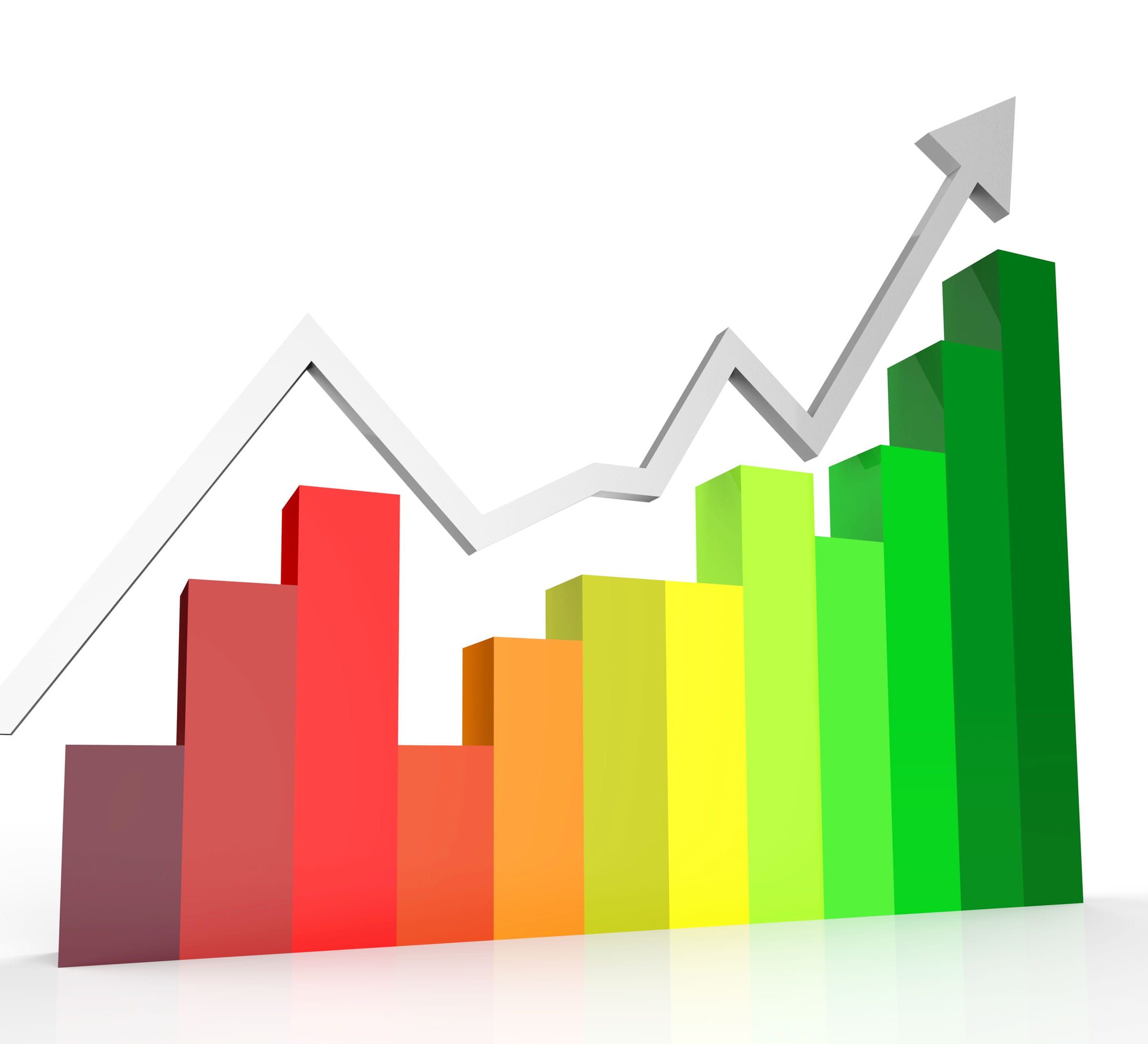 Increasing Graph Indicating Progress Report And Financial, advance