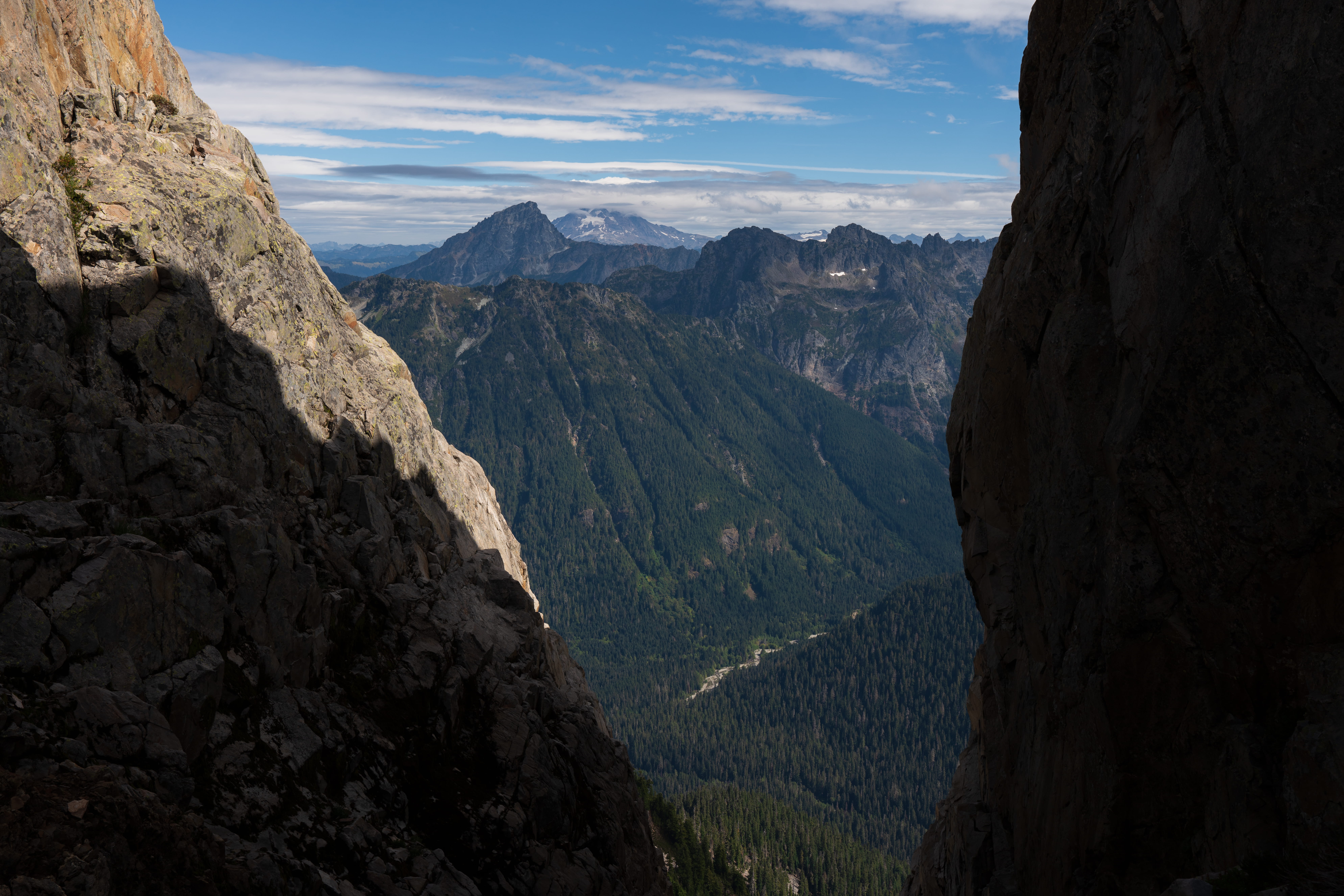 explore, climb, hike, landscape, cloud, sky, peak, forest, mountain