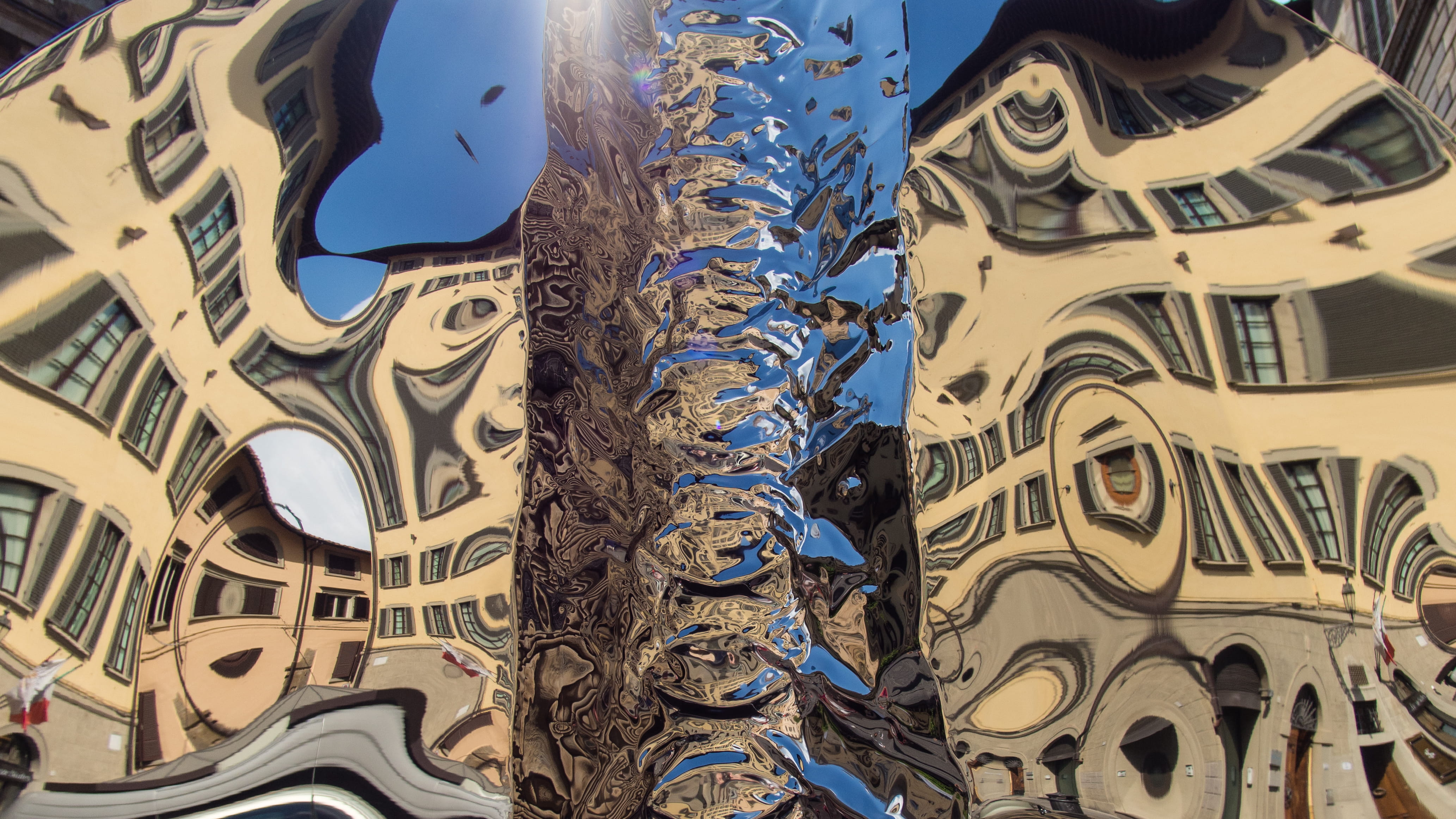 italy, florence, abstract, reflection, sculpture, buildings