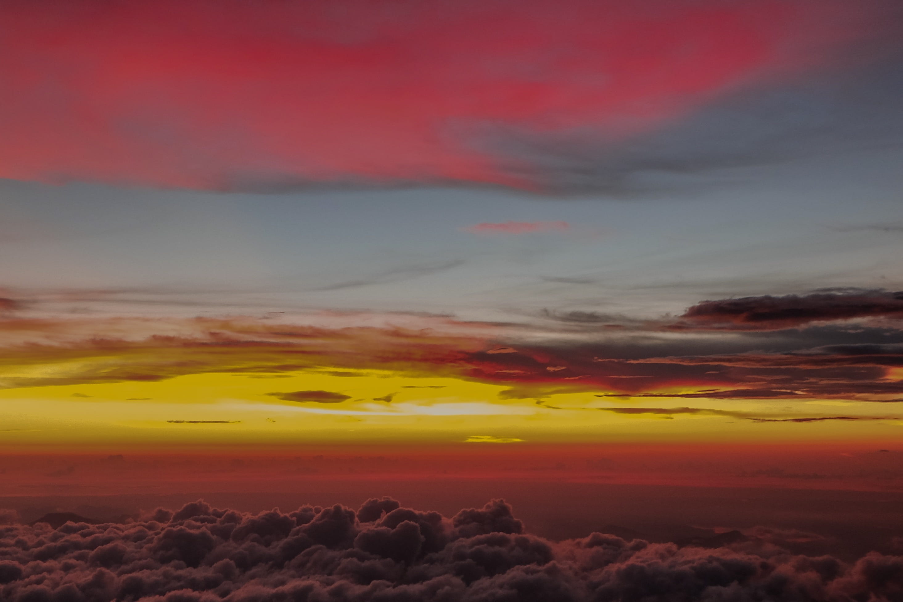 nimbus clouds during golden hour, nature, outdoors, sky, sunset