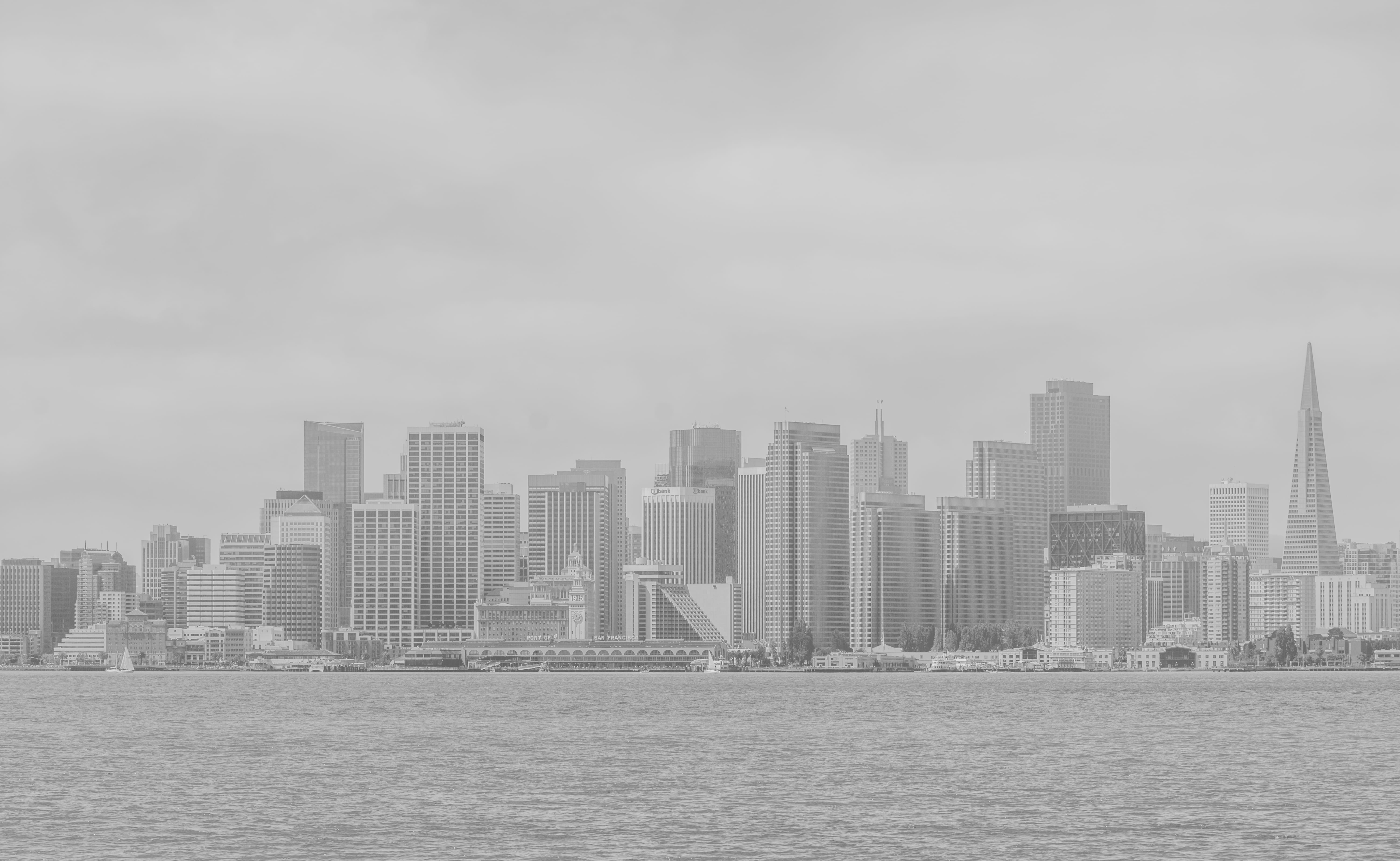 san francisco, united states, ocean, bay, buildings, black and white