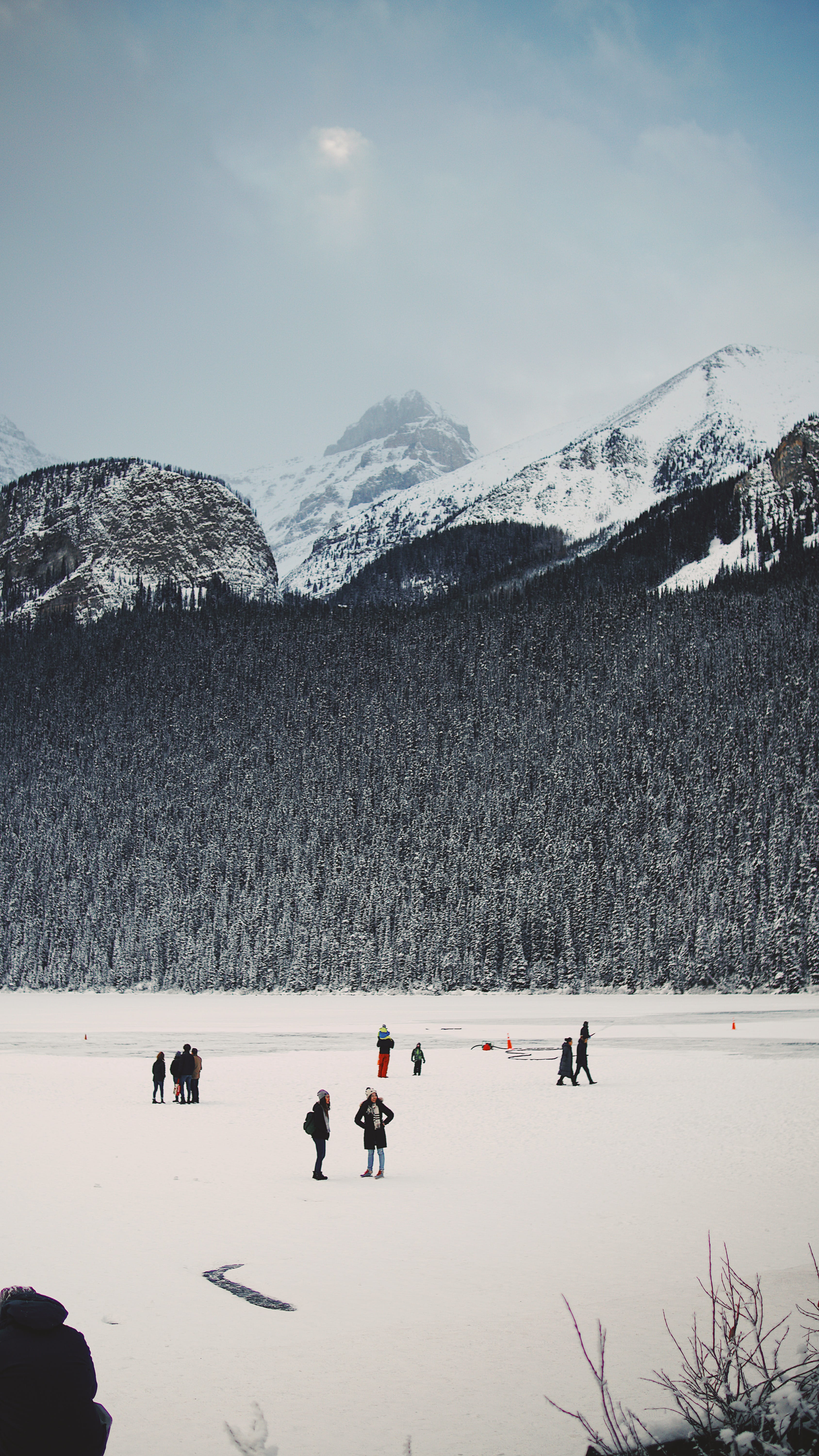 people walking on ice, snow, winter, cold temperature, mountain