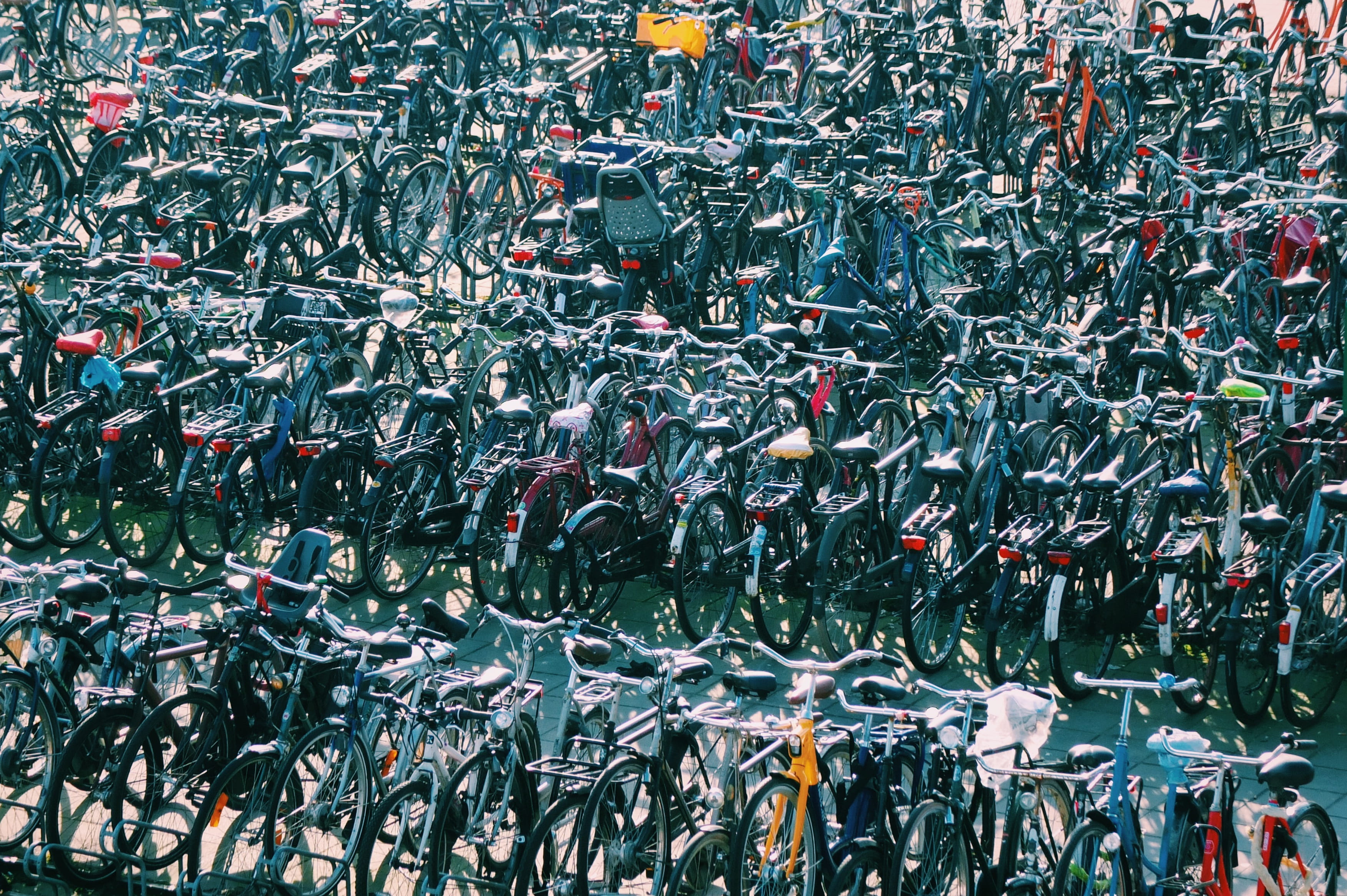 multi colored bicycles, backgrounds, full frame, transportation