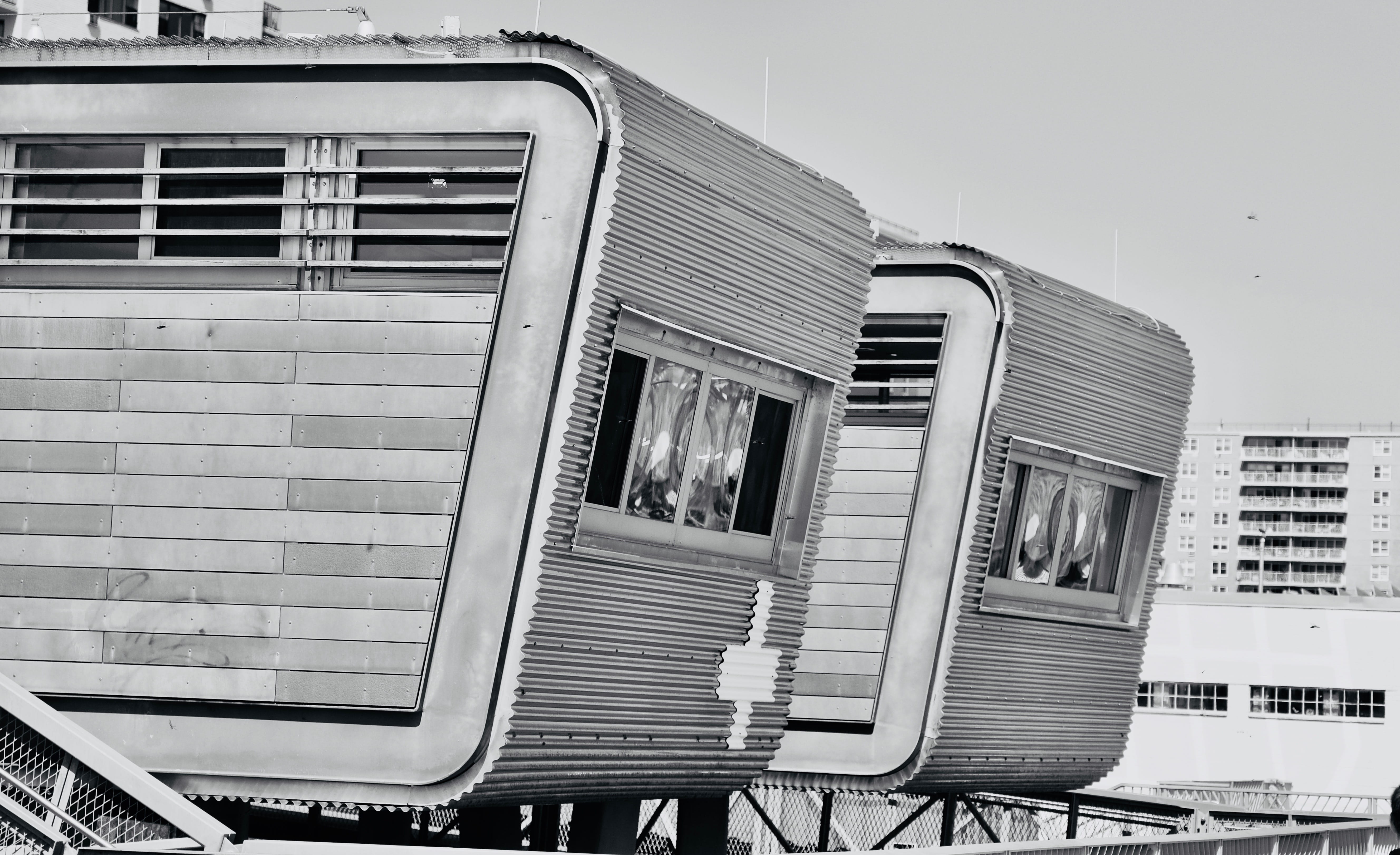 gray RV, architecture, building exterior, built structure, window