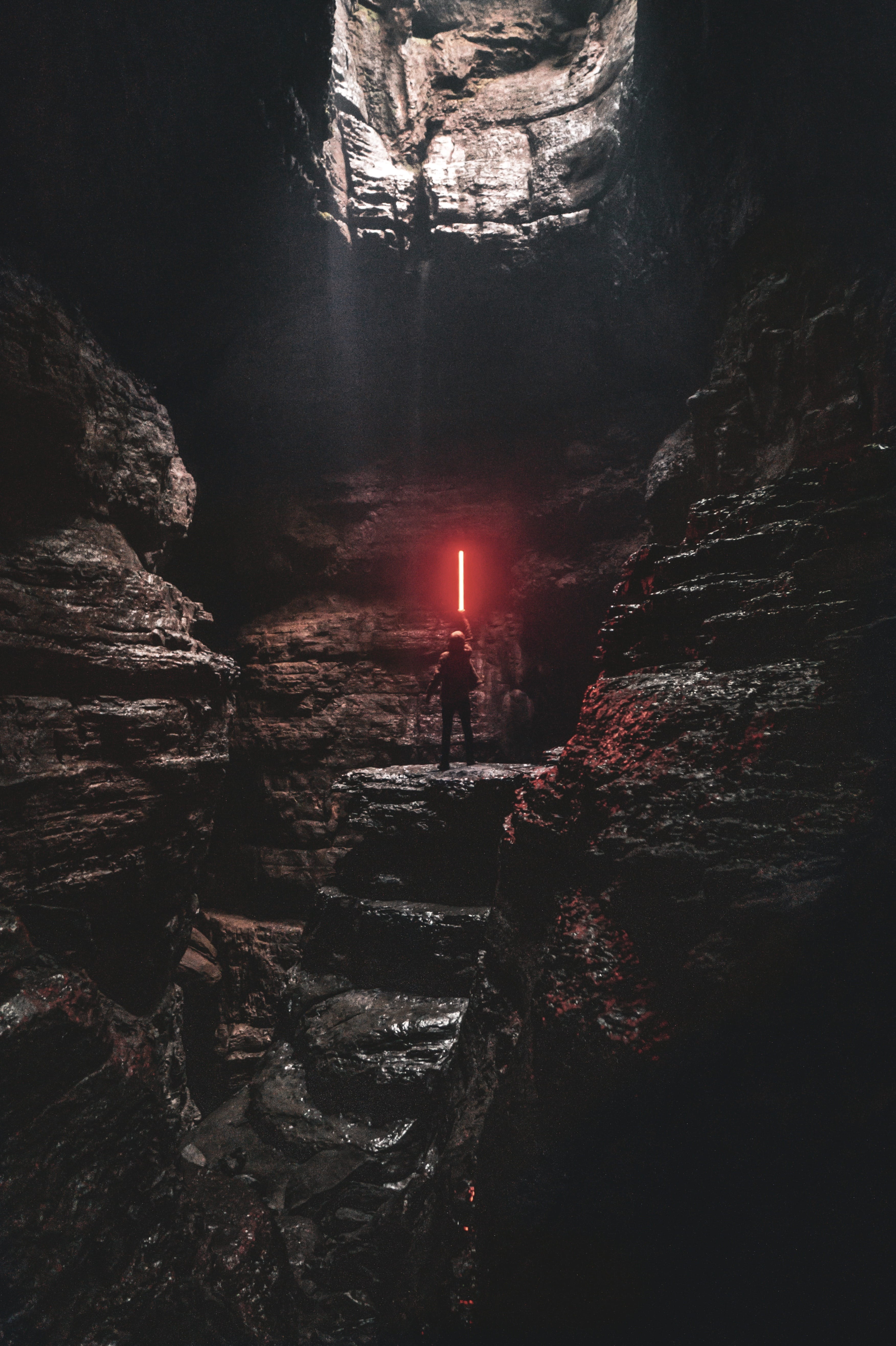 Free download | HD wallpaper: man holding red lightsaber standing on ...