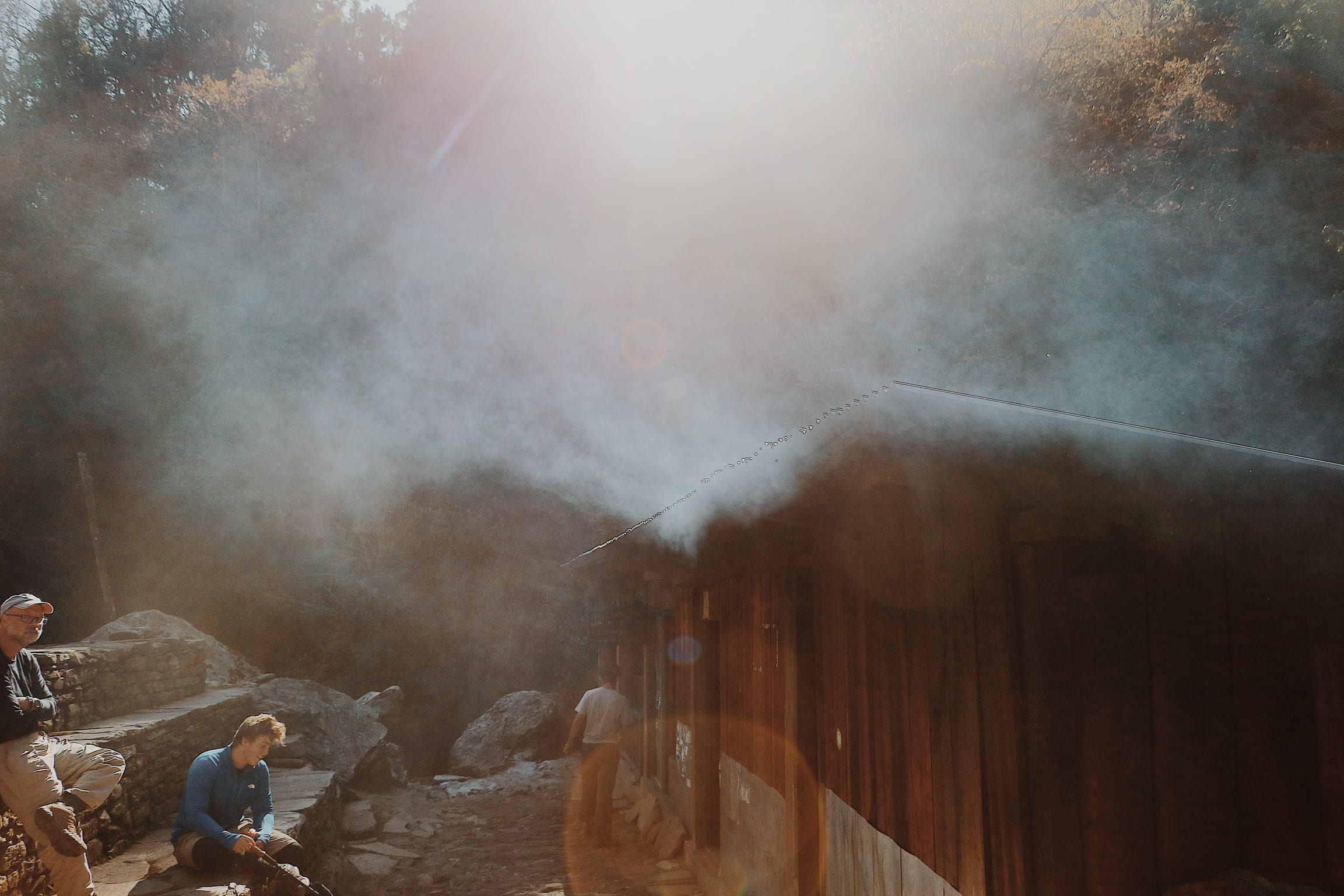steam, smoke - physical structure, architecture, day, built structure