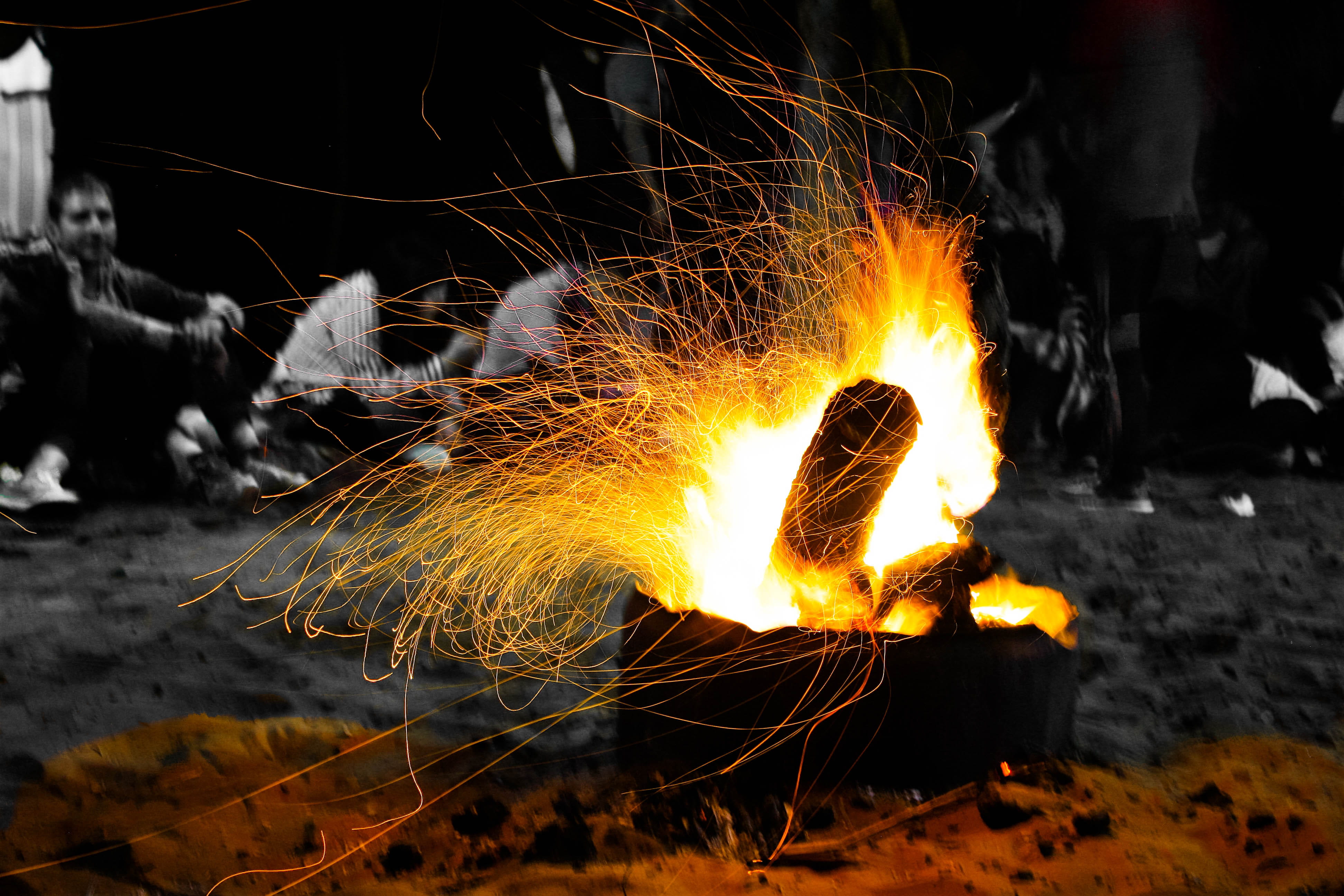 bonfire, camping, heat - temperature, burning, motion, flame