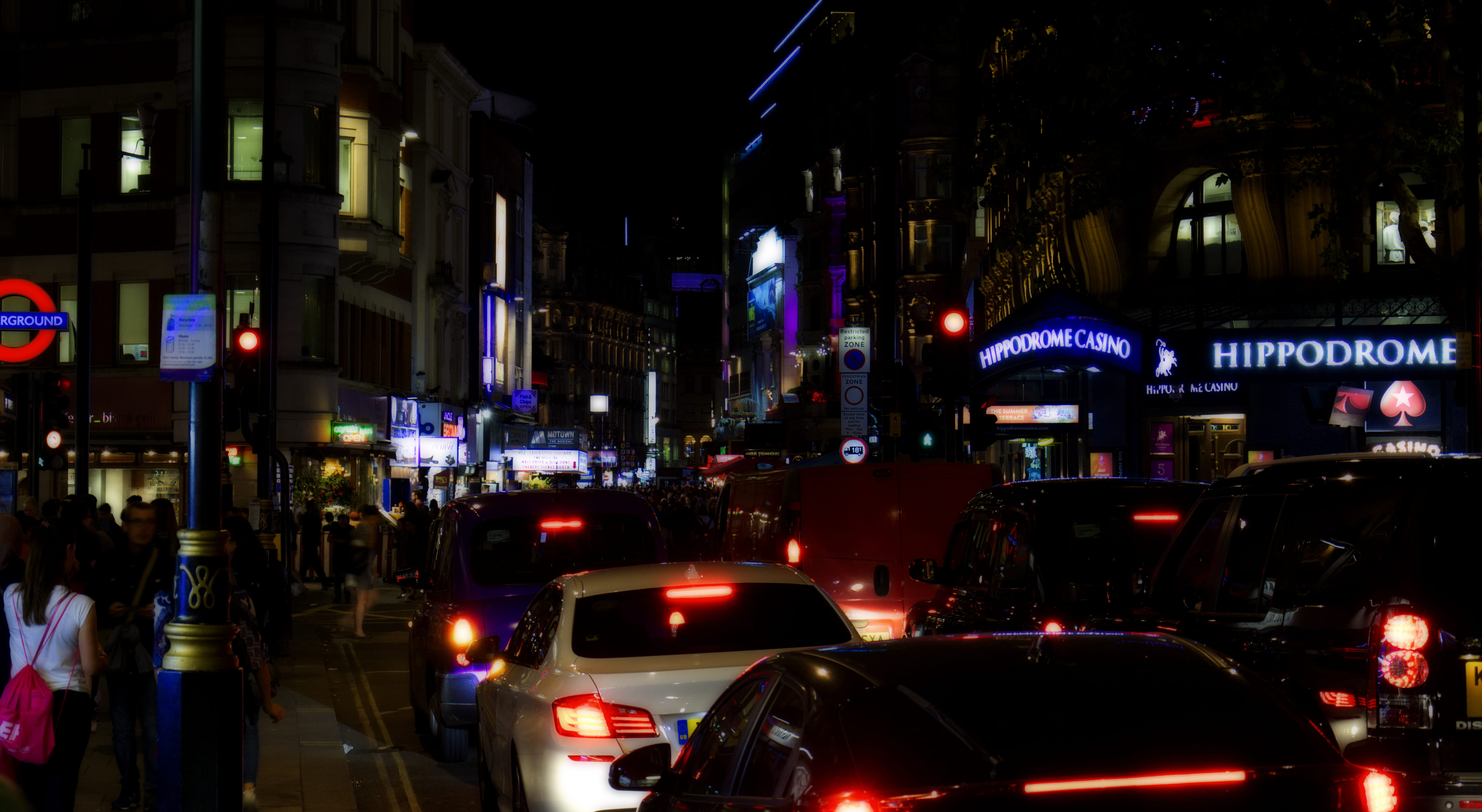 london, city, night, uk, car, cars, underground, street, hippodrome