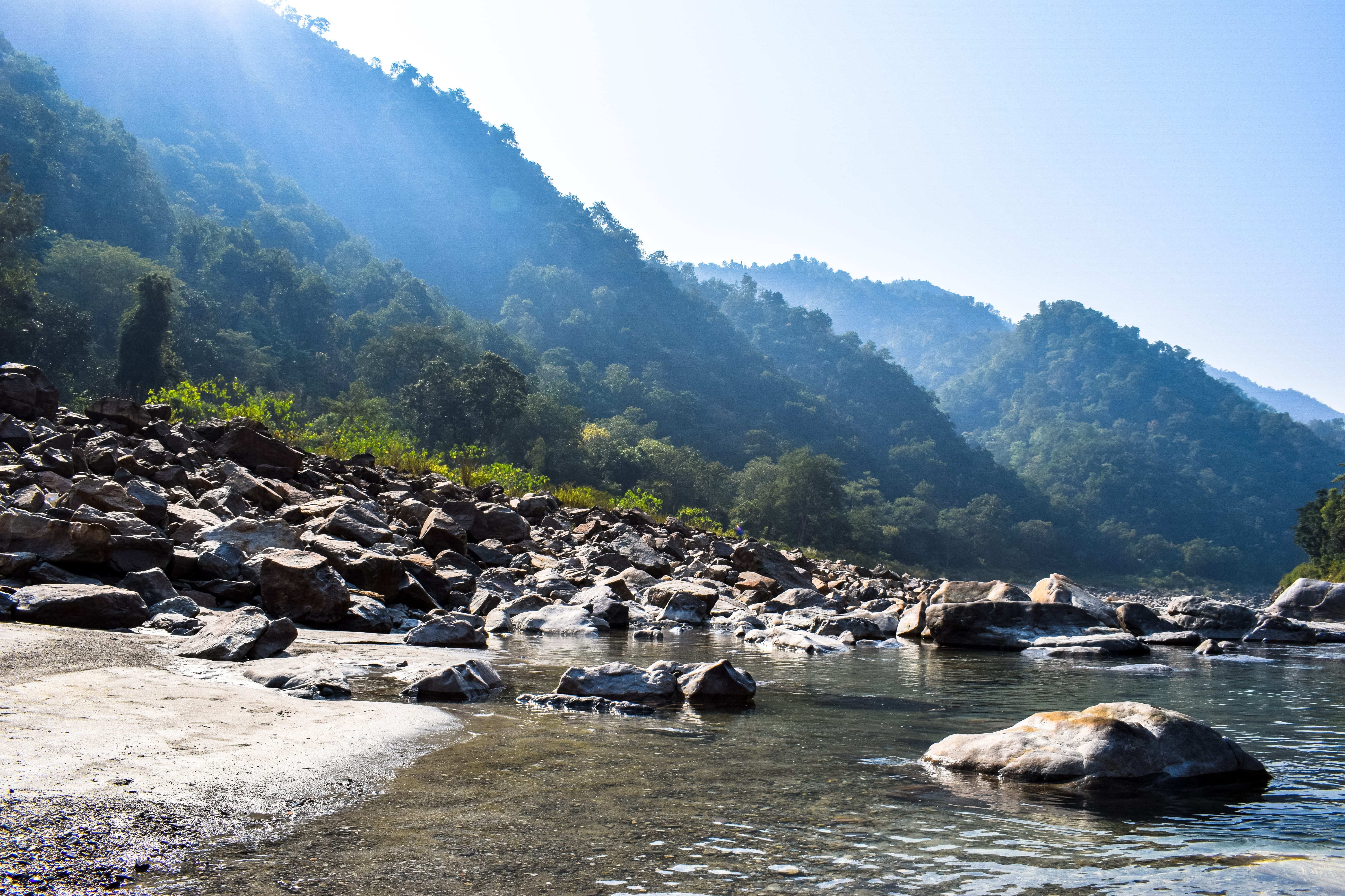 india, rishikesh, uttrakhand, ganga, rocks, river, mountains