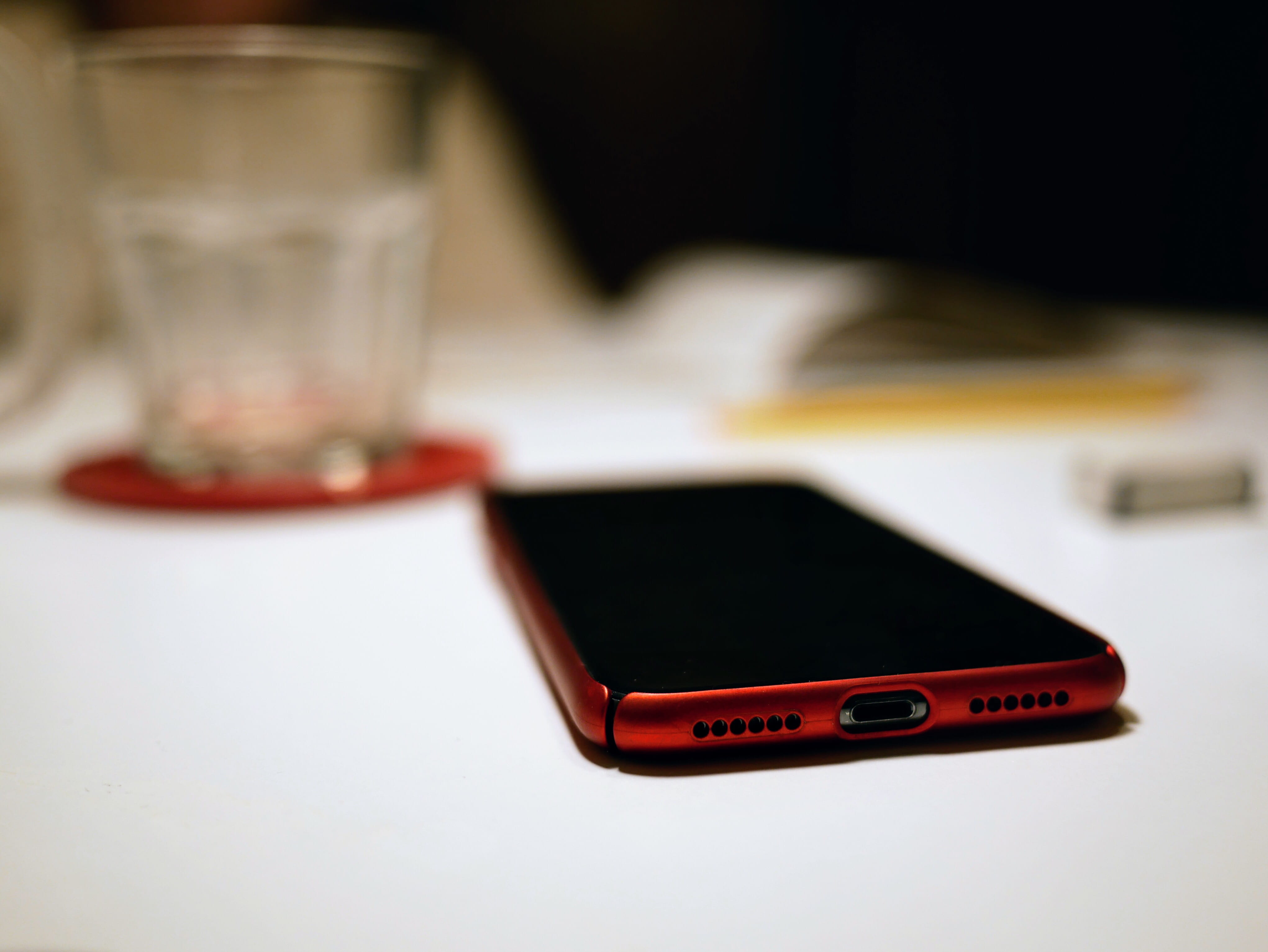 iphone, red, white, wireless technology, connection, close-up