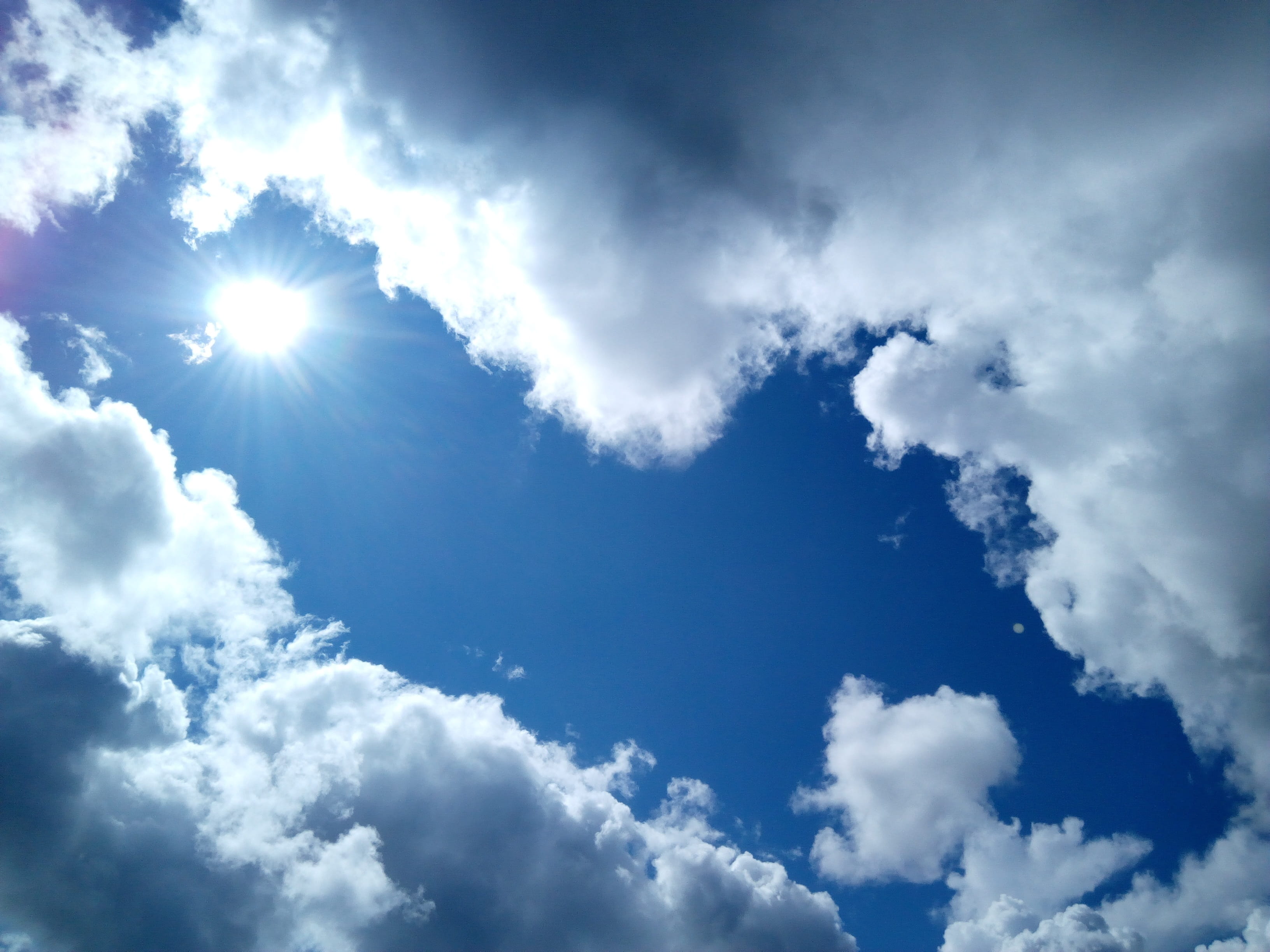 sky, clouds, calm, atmosphere, heaven, blue, cloud - sky, low angle view