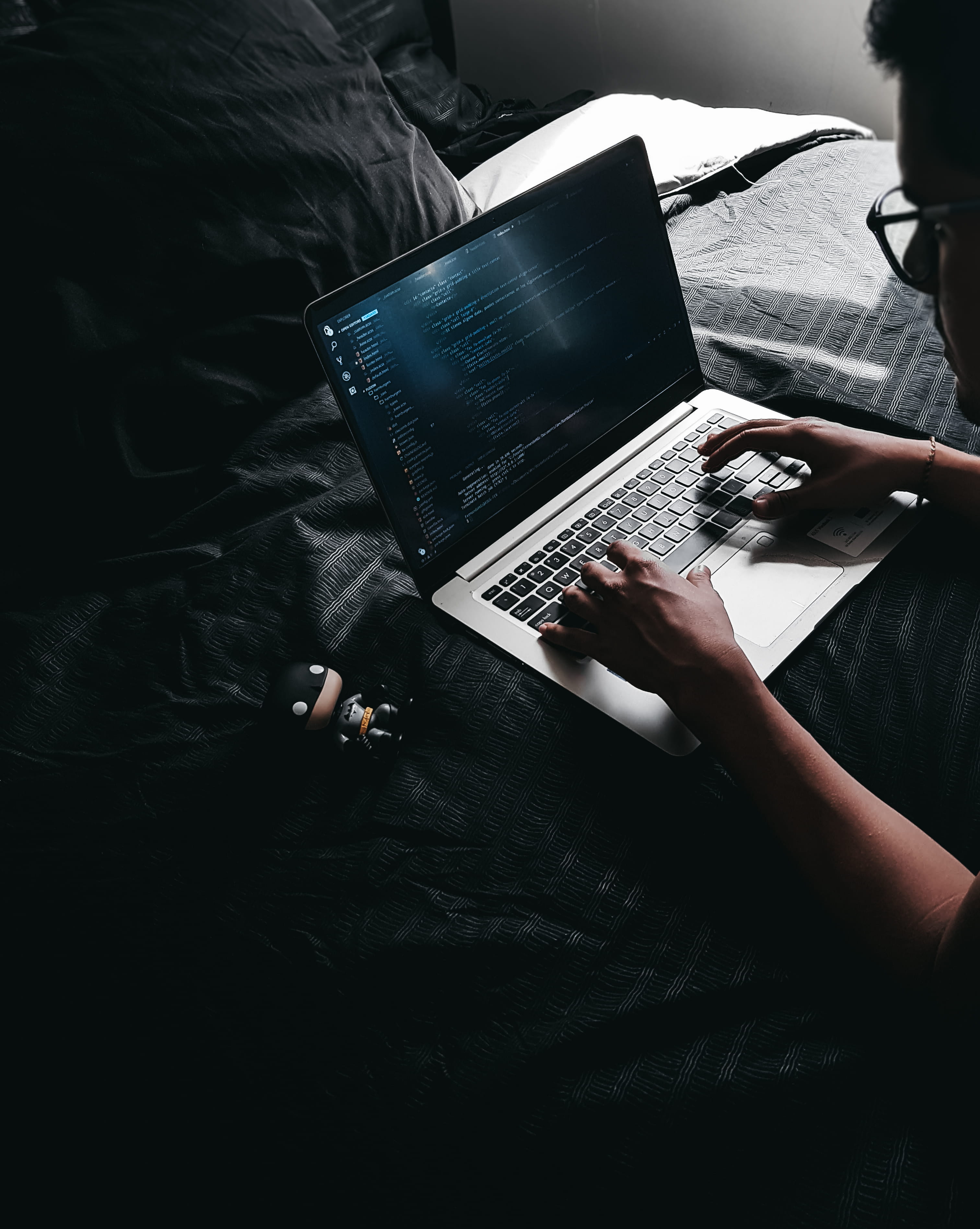 man using MacBook on table, communication, wireless technology