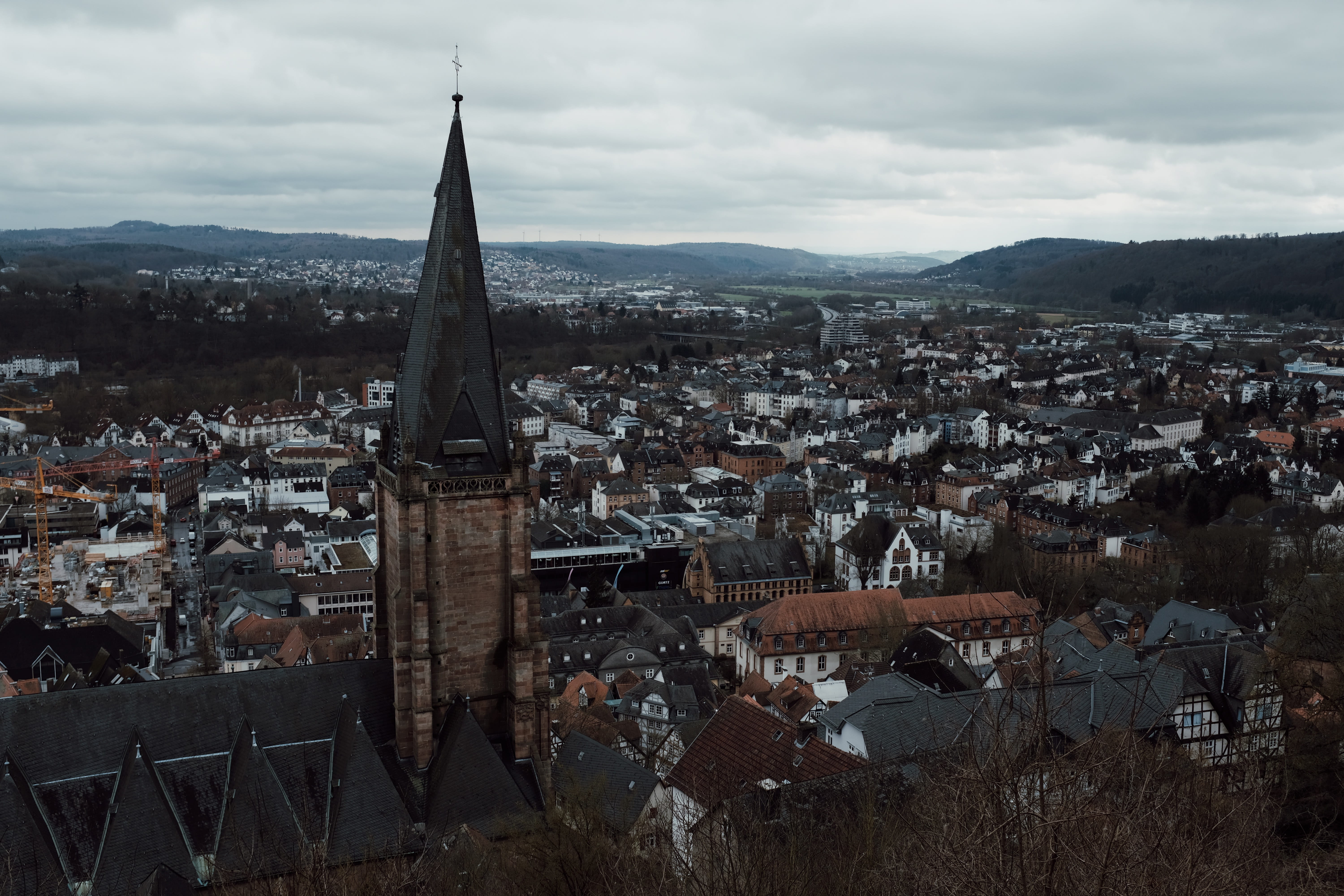 marburg, germany, schloß, church, cityview, overview, view from the top
