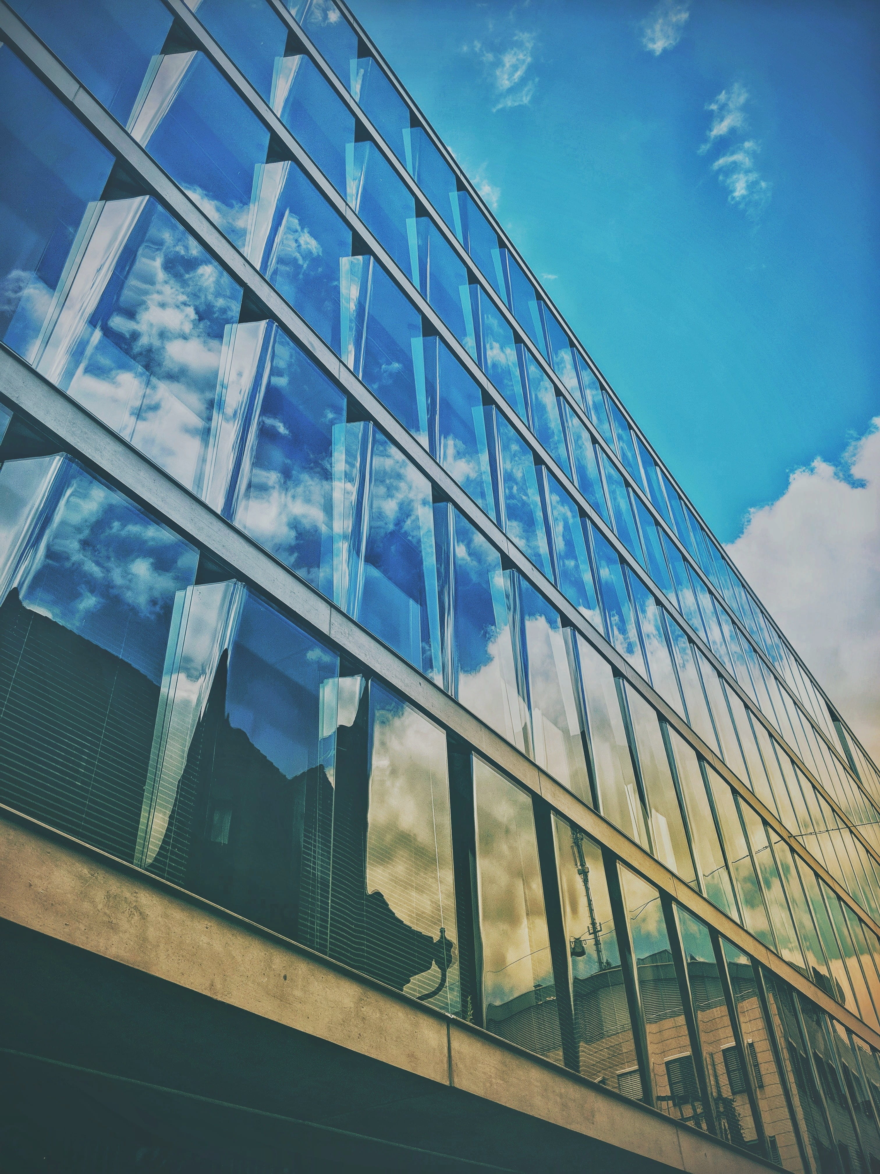 artificial, angled, cloud, sky, reflection, reflection wall