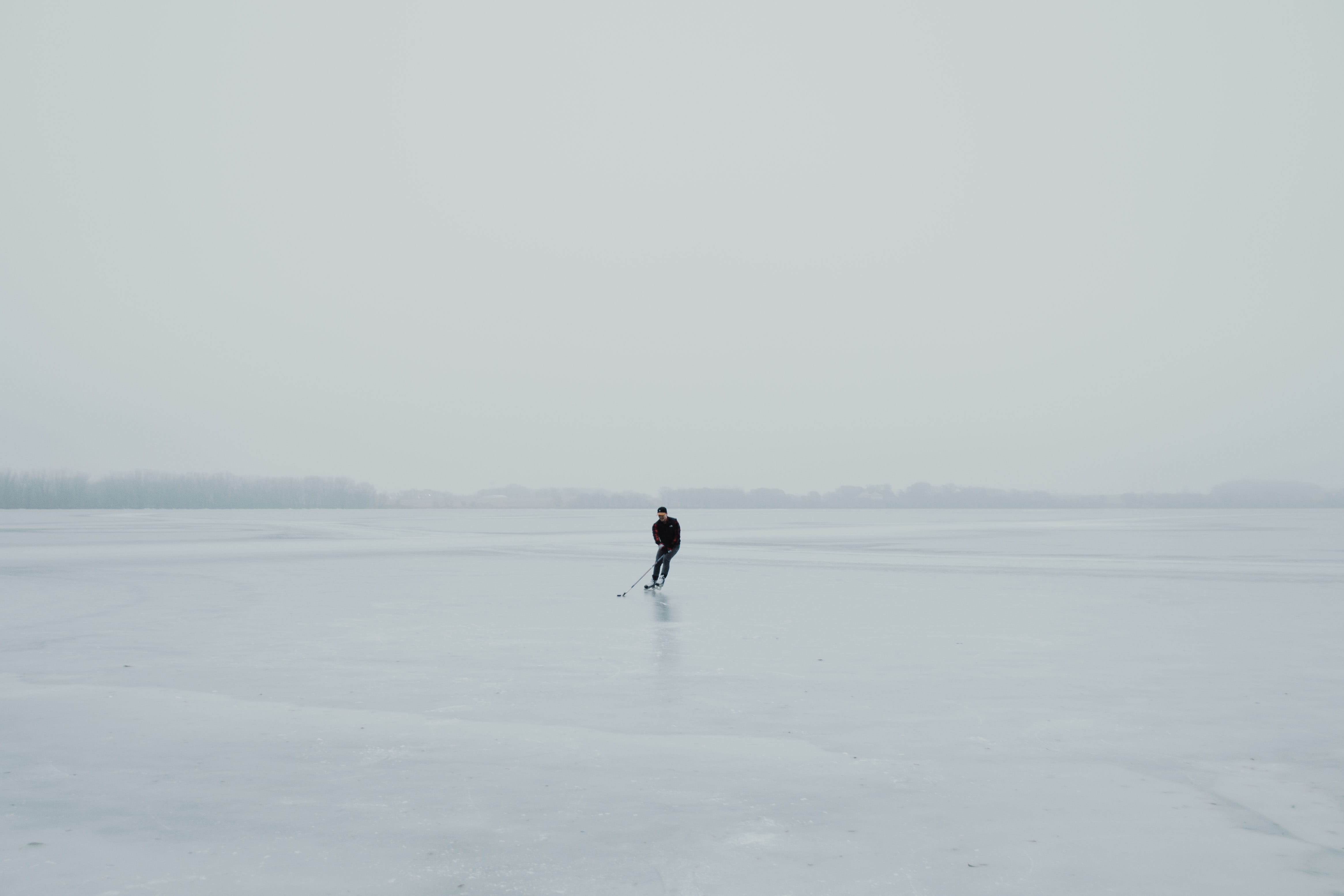 person in sea, human, nature, outdoors, grey, winter, ice skating