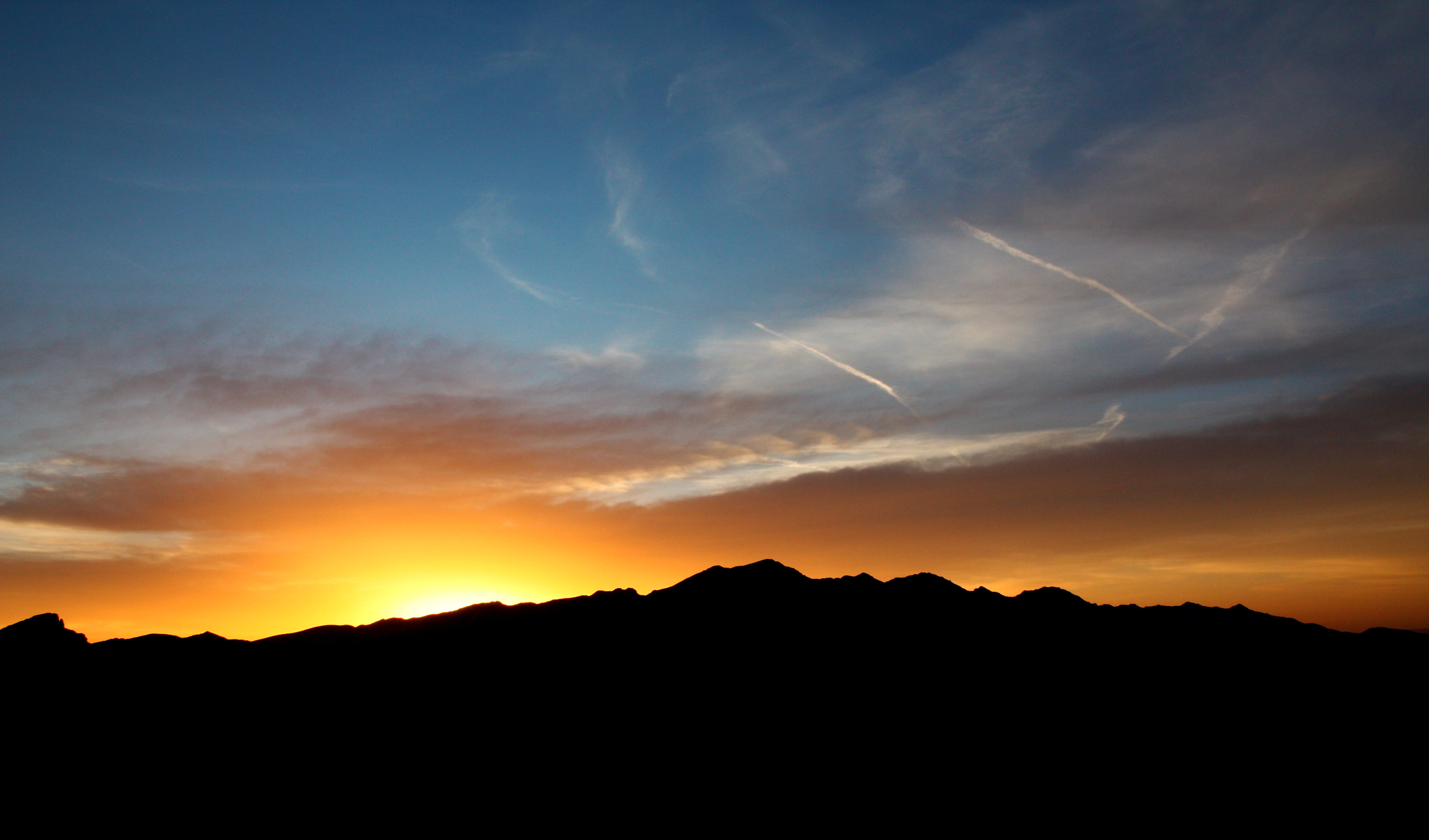 sunset, sunrise, cloud, gradient, mountain, landscape, nature