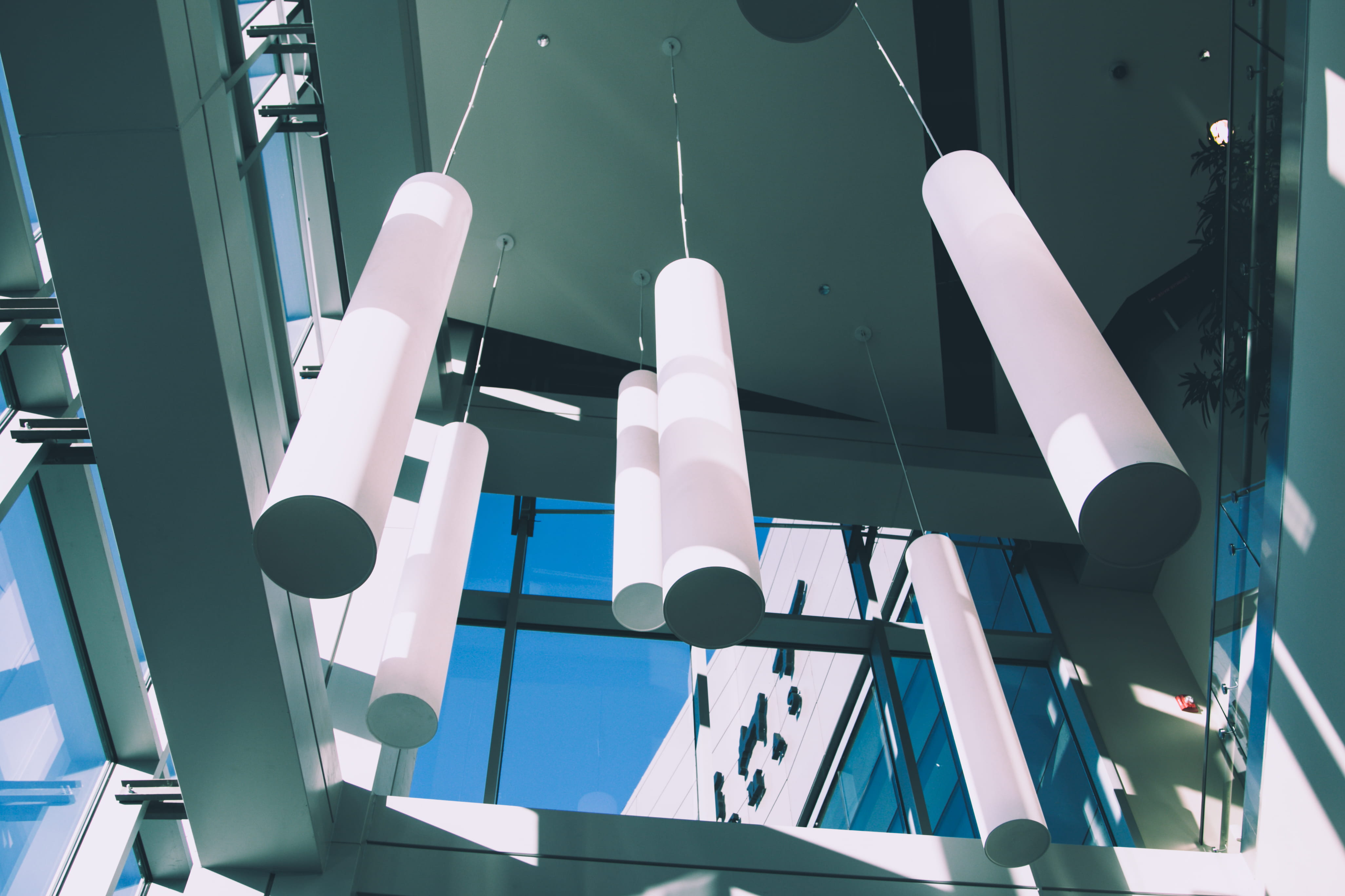 modern, glass, architecture, ceiling, lighting, low angle view