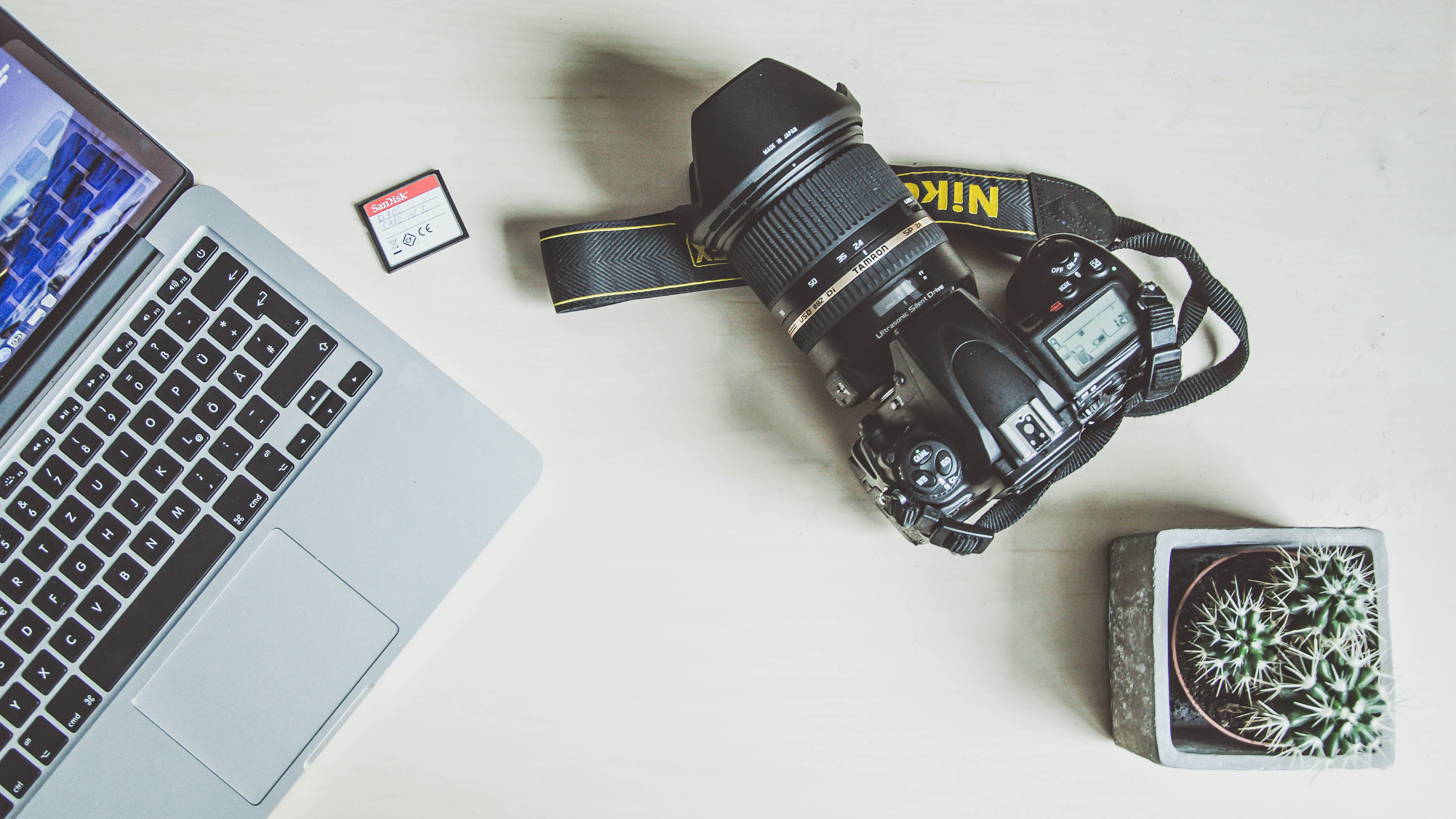 camera, table, cactus, notebook, hipster, topdown, technology