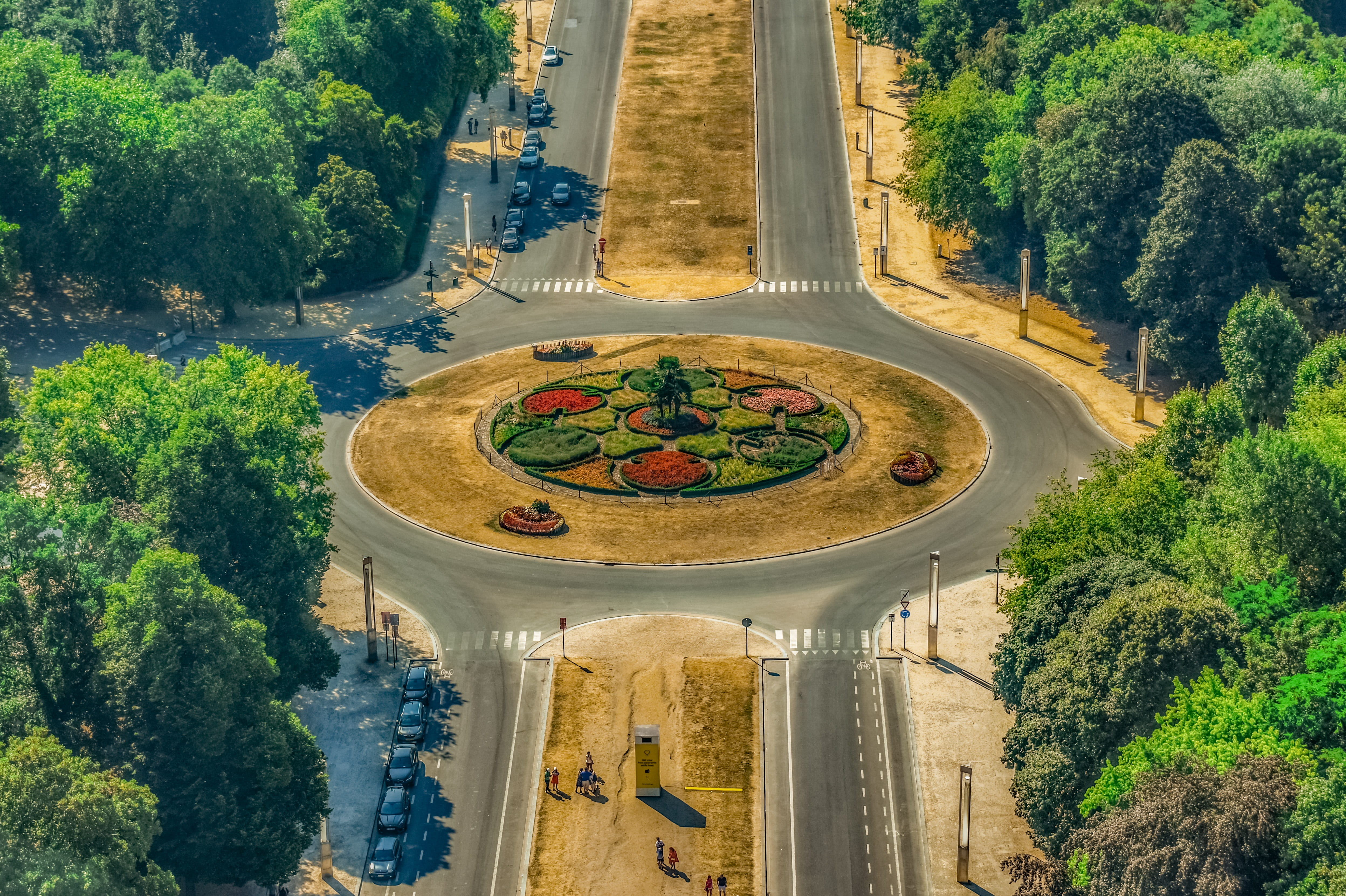 roundabout, road, traffic junction, aerial view, brussels, belgium