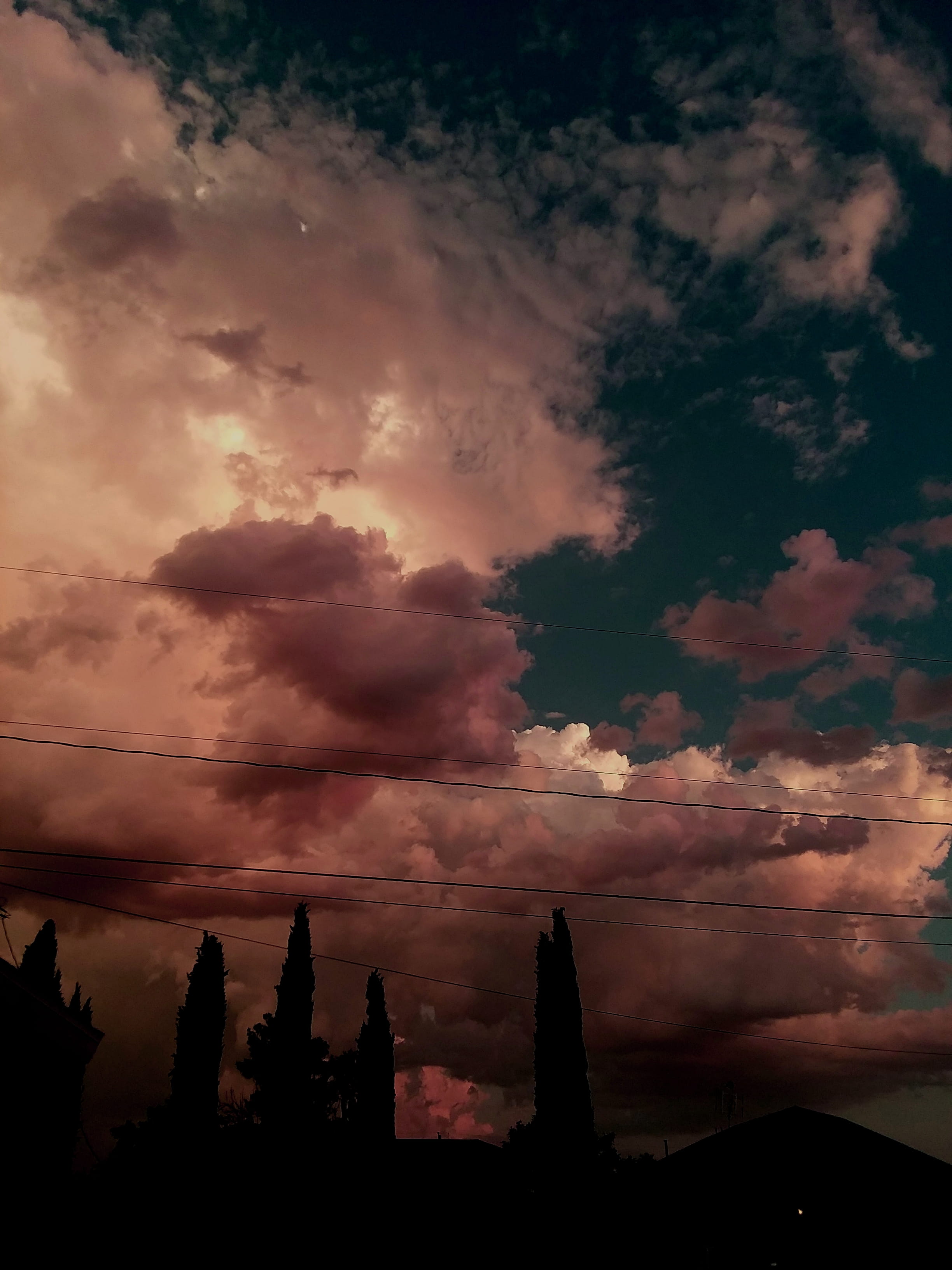 Blue Sky With Brown Clouds, dark, dawn, dramatic, dusk, evening