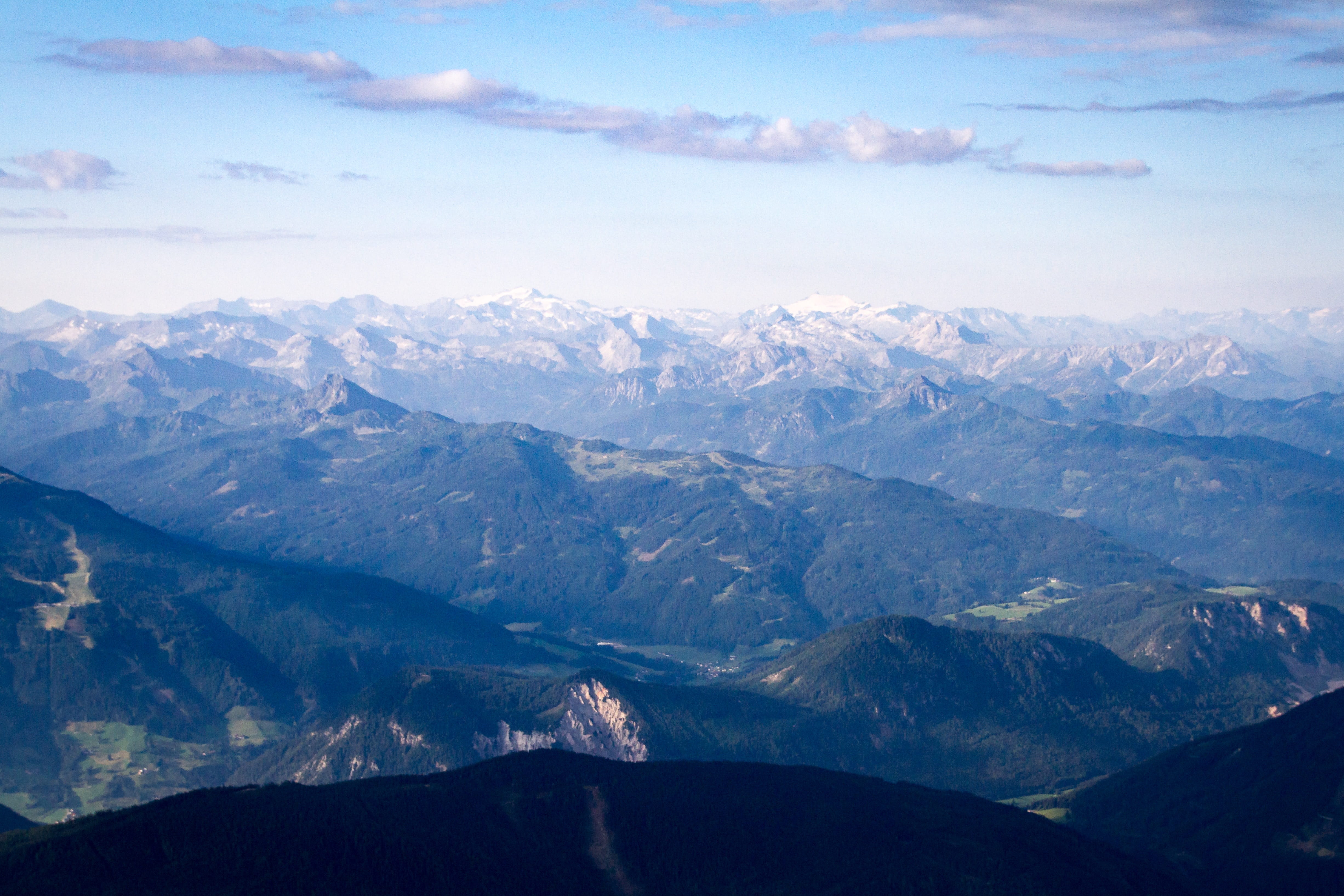 mountain against white clouds, nature, outdoors, mountain range