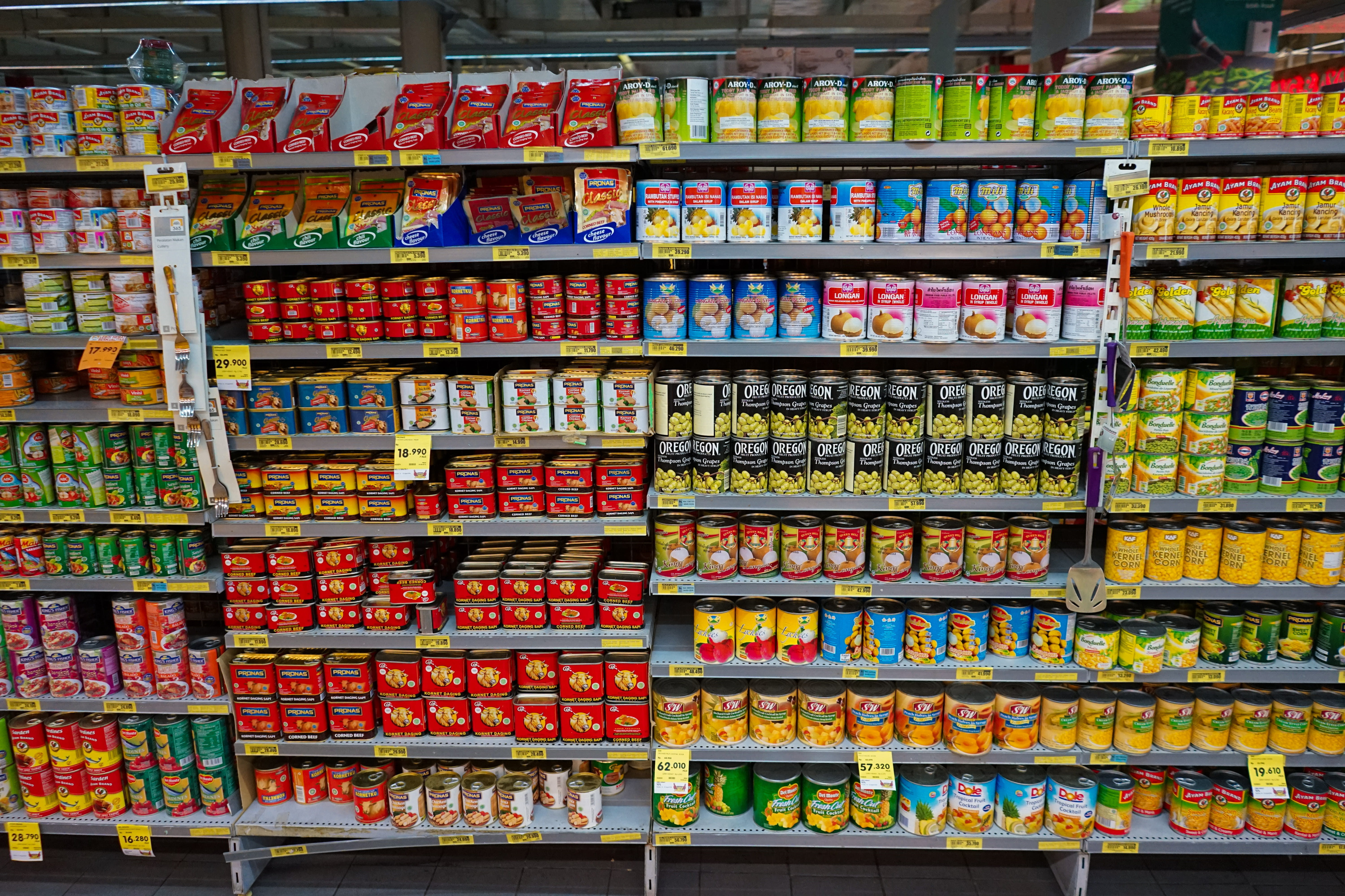 indonesia, superindo dago, canned food, supermarket, grocery