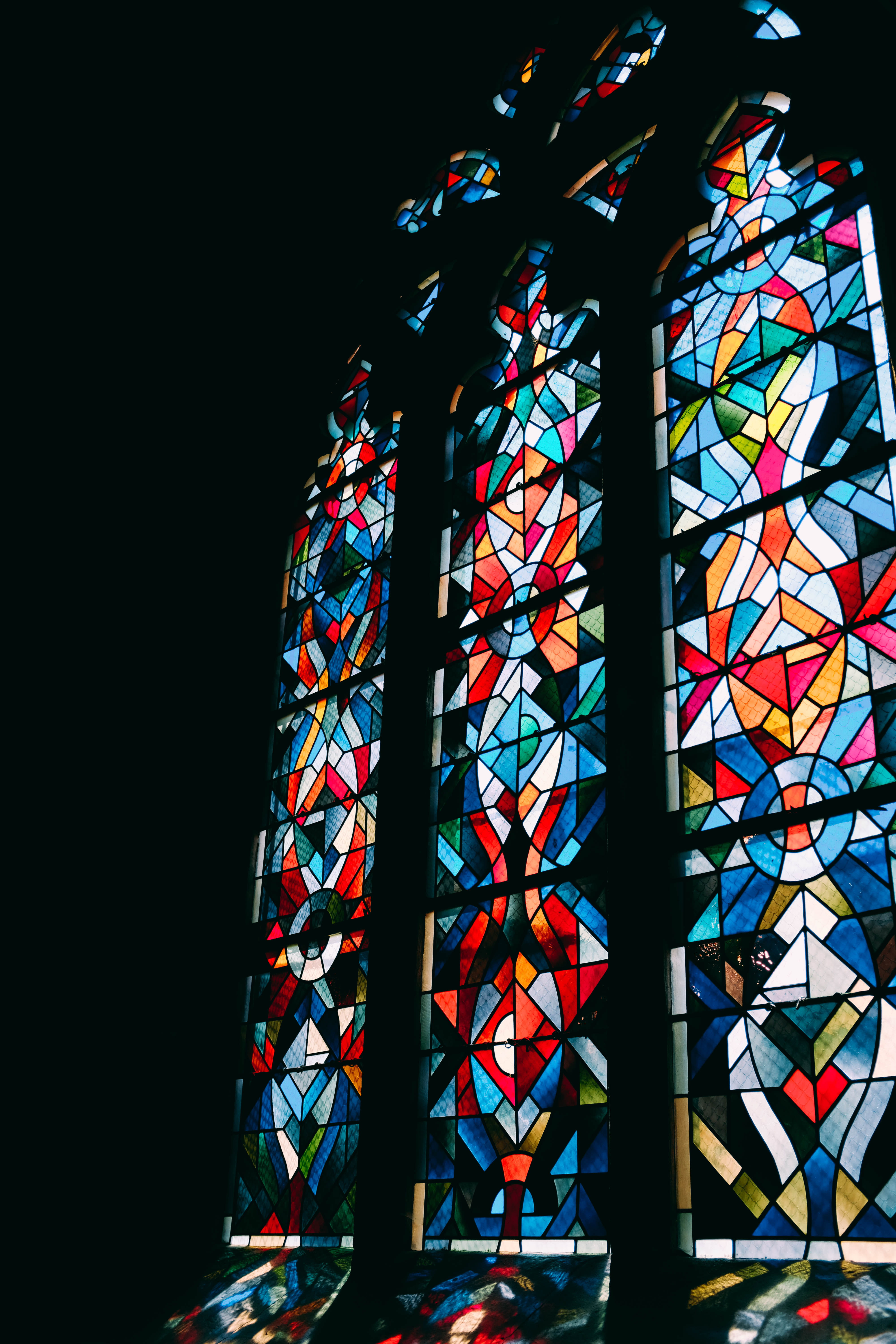 multicolored glass window, multi colored, stained glass, pattern