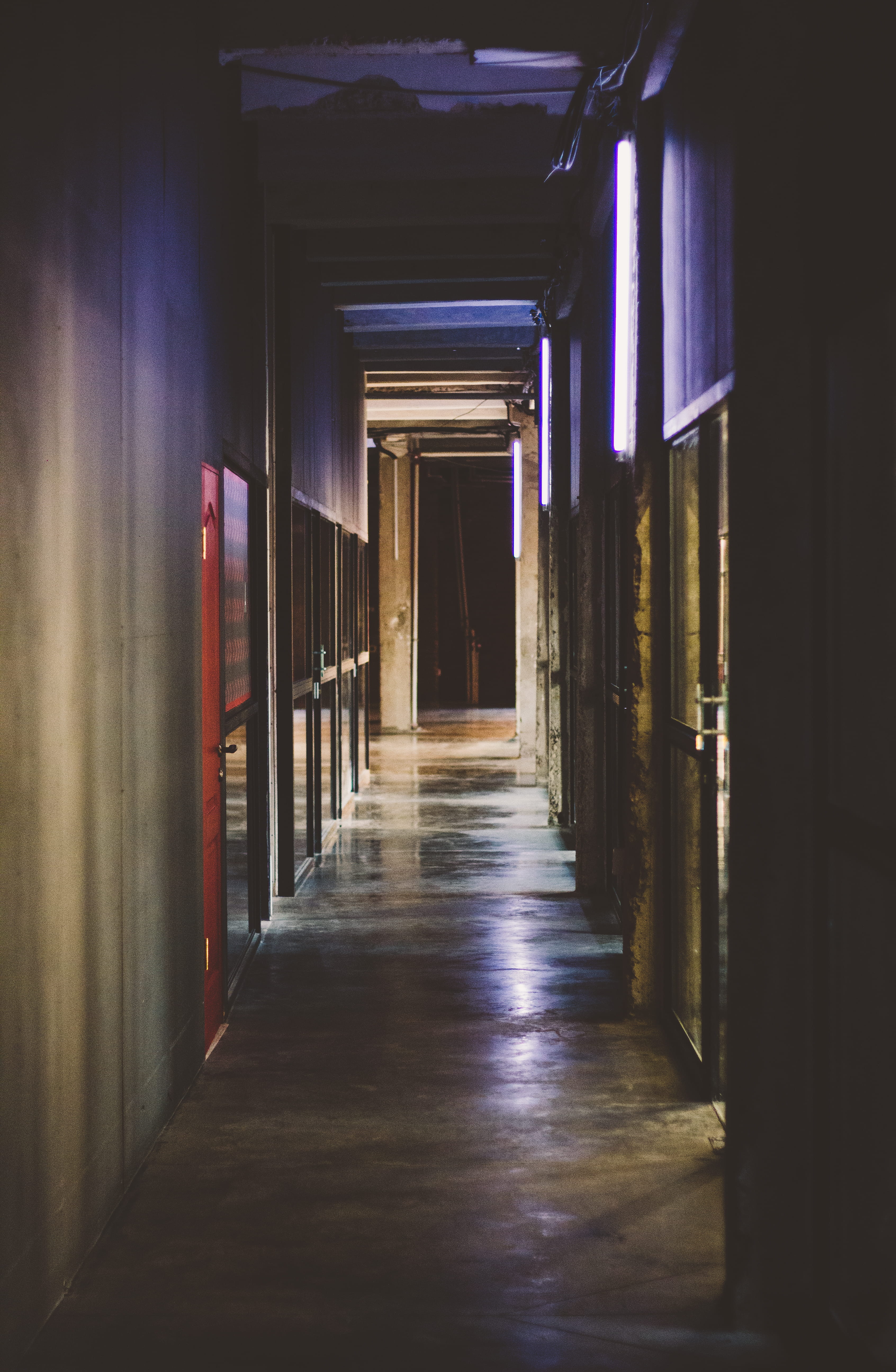 empty corridor between doors, architecture, arcade, the way forward